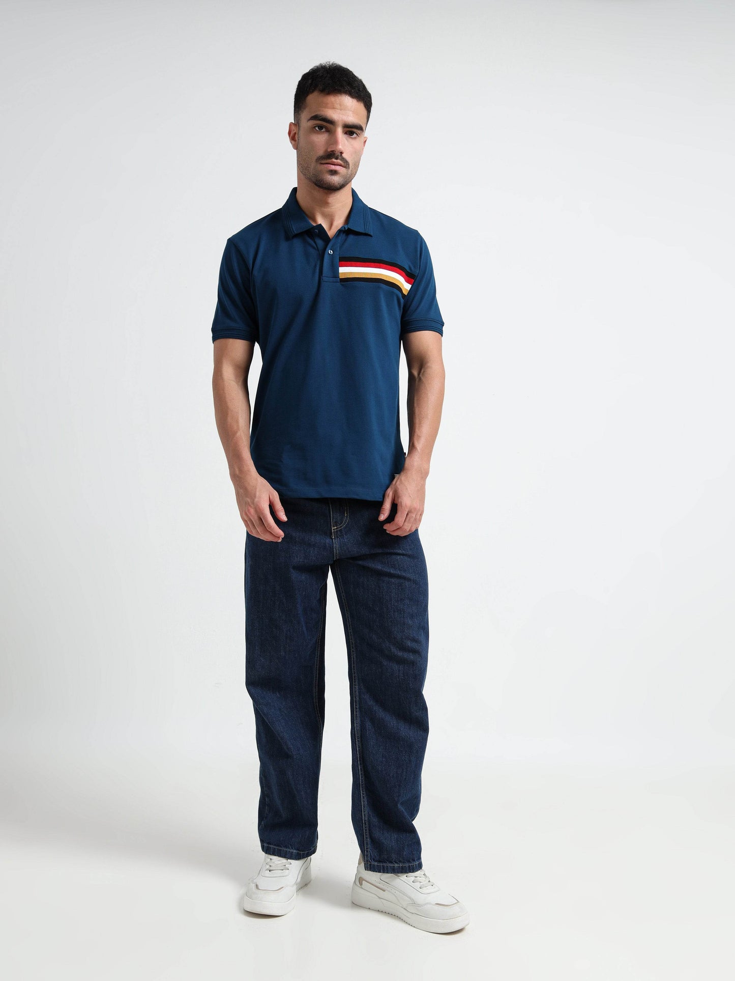 Engyne Signature Flag Cut & Sew Polo with Speed Breaker Detailing in Supima Cotton Lycra Pique Teal - ENGYNE