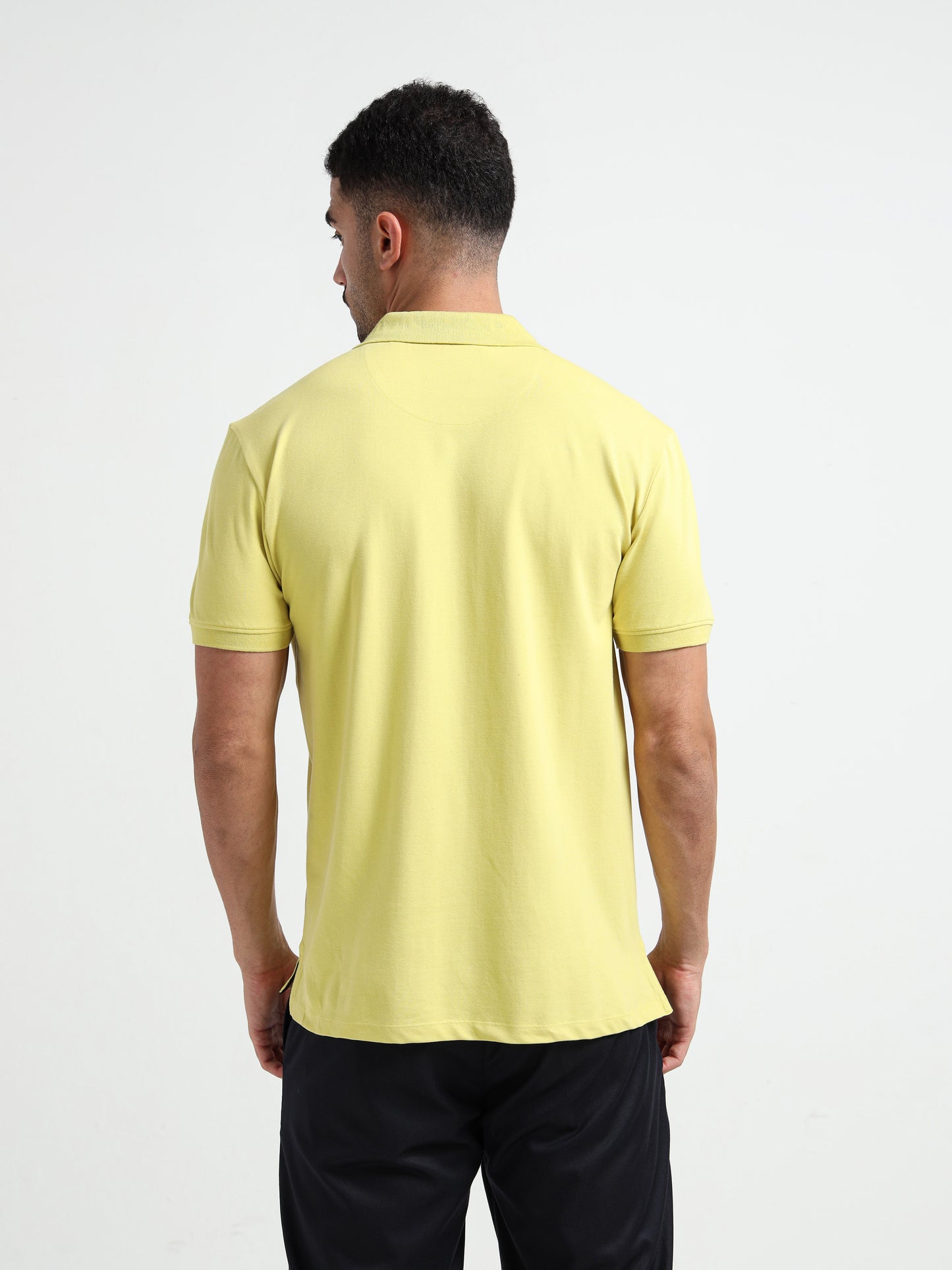 Supima Cotton Lycra Neon Green Zip Polo Shirt for Men