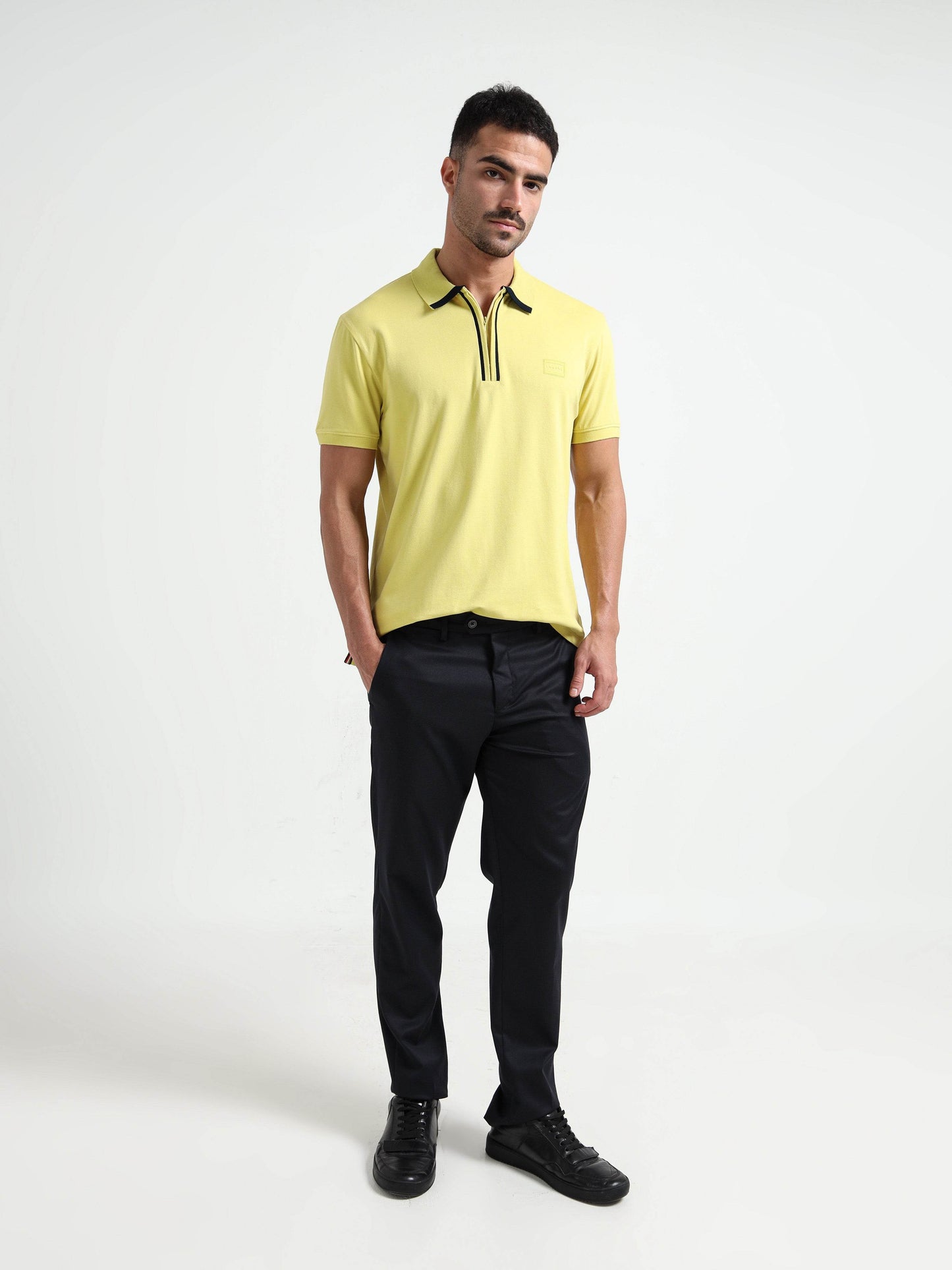 Engyne Supima Cotton Lycra Polo – Zipper Placket & Tonal Branding Neon Green - ENGYNE