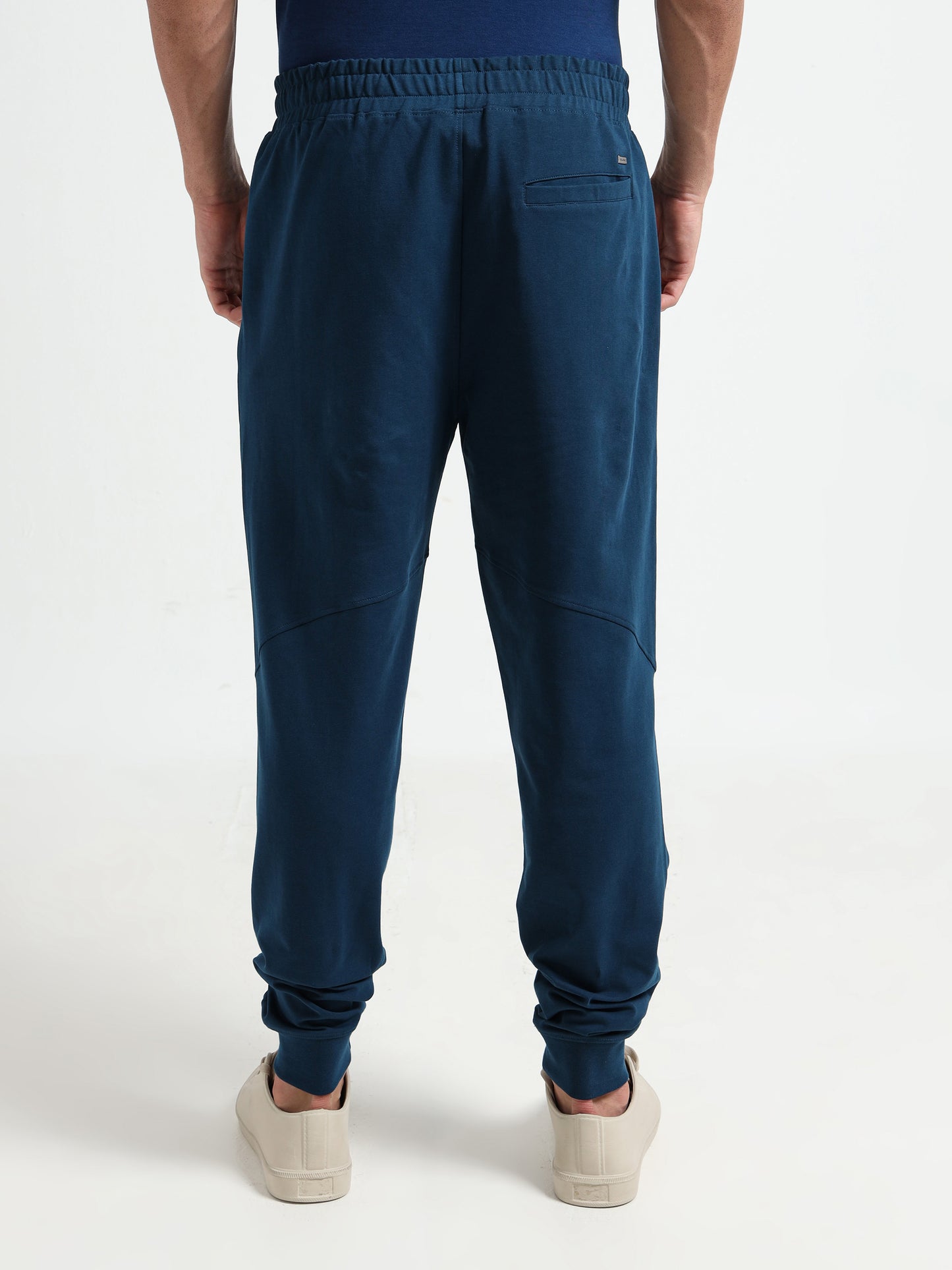 Elastane Loop Back Cut-and-Sew Teal Track Pant