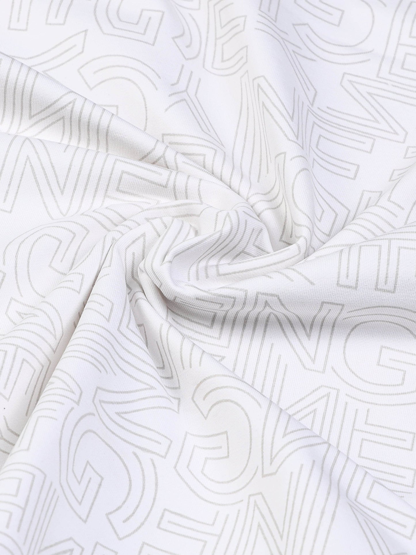 Crew Neck Sweatshirt with All-Over Rotary Print and Side Flag Tape White - ENGYNE