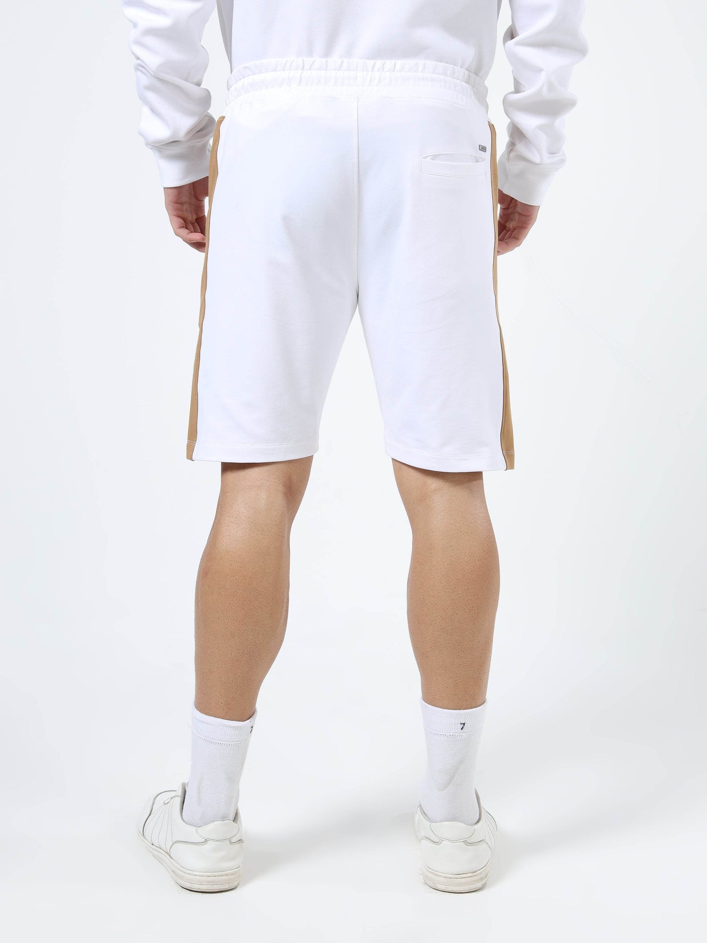 Engyne Contrast Cut & Sew Shorts – Rougen Lycra Loop Knit White - ENGYNE