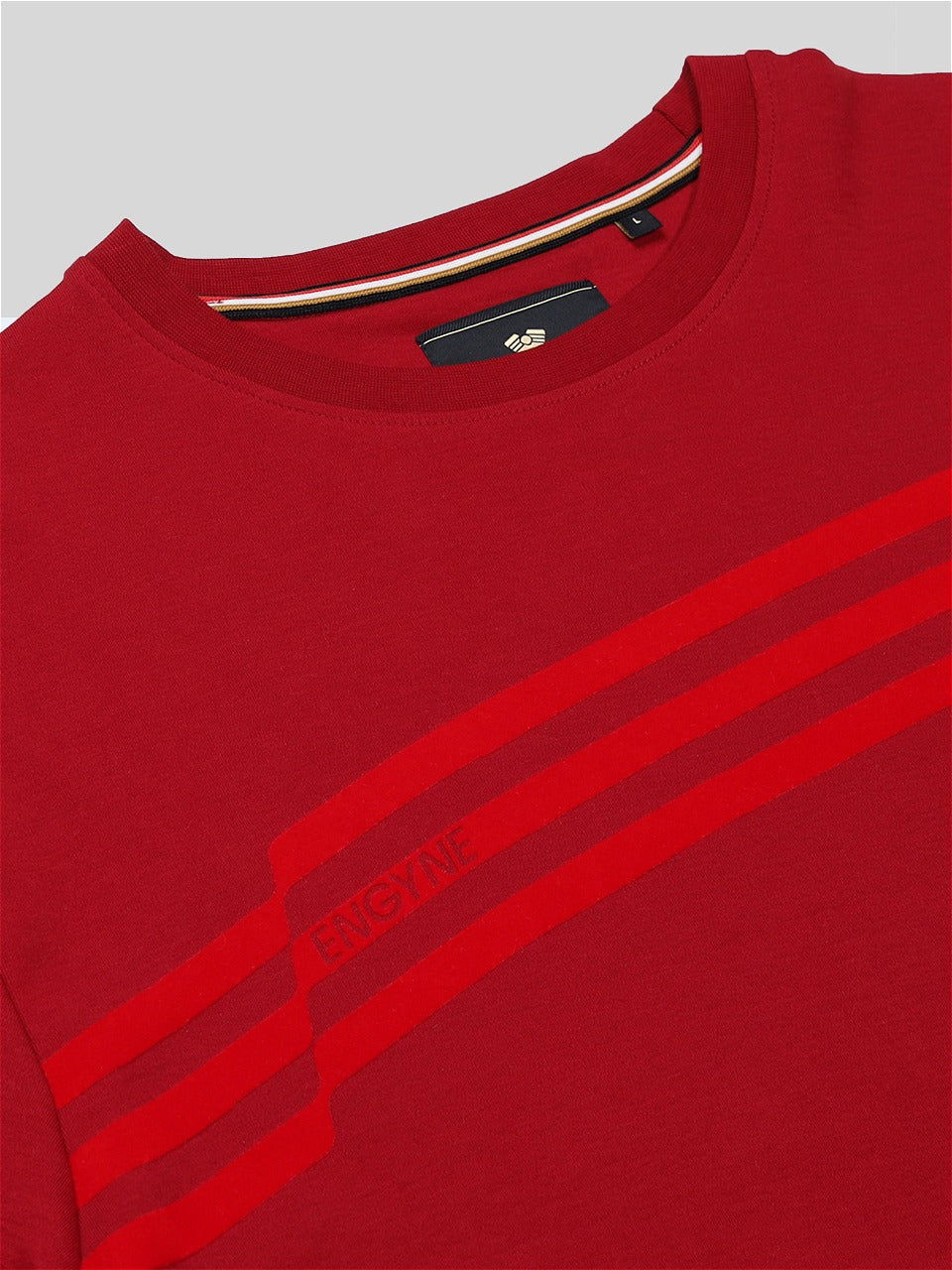 Oversize Flock Stripe Print Dark Red T Shirt For Men