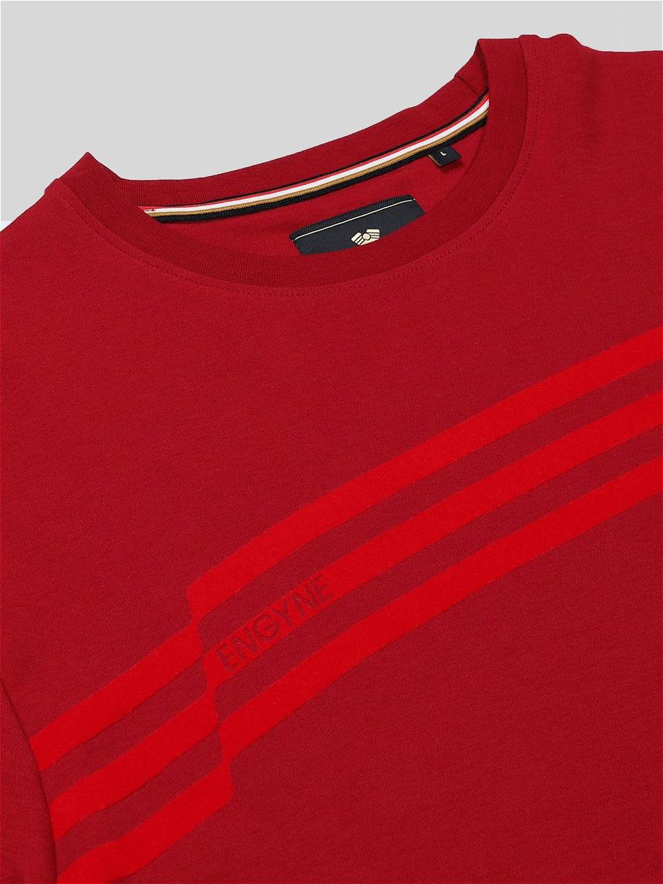 Engyne Tonal Flock Flag Sweatshirt – Rougen Lycra Loop Knit Dark Red - ENGYNE