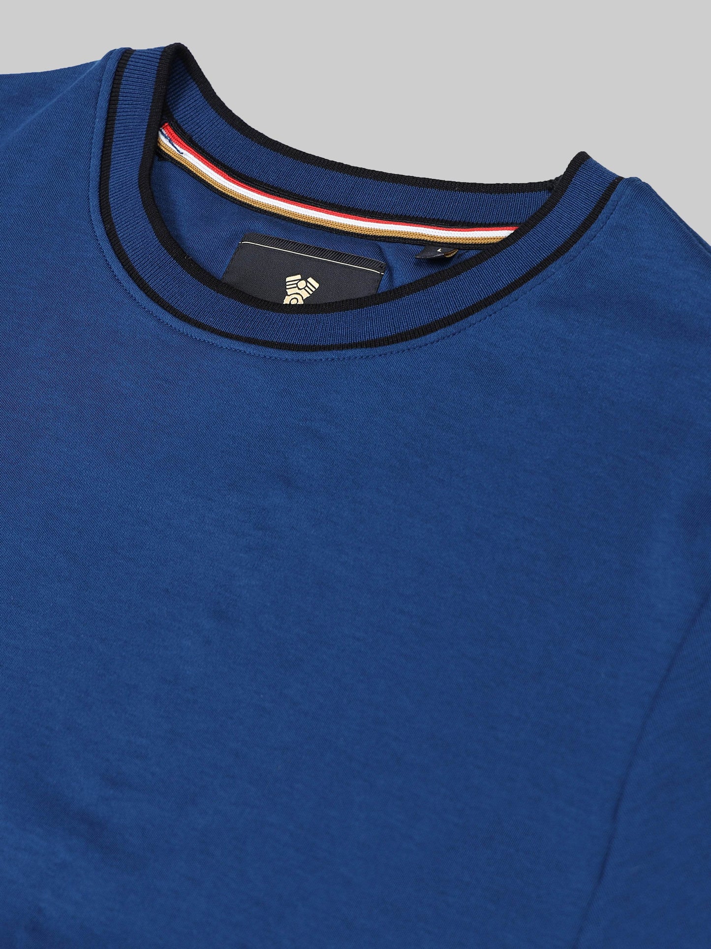 Regular-fit Engyne T-shirt in Supima Cotton Lycra Interlock with Flat-Knit Neck Rib and HD Branding Dark Blue - ENGYNE