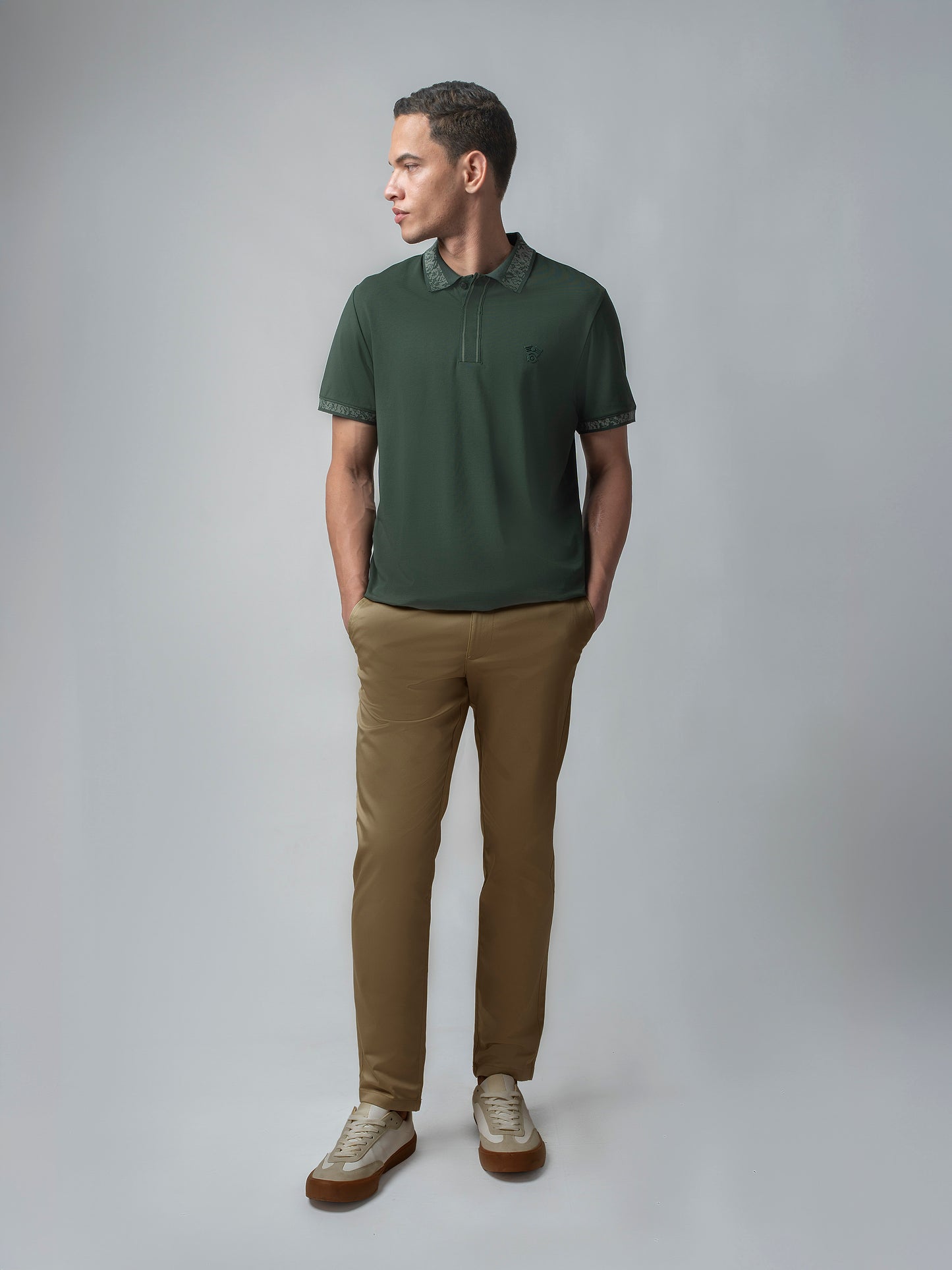 Jersène Jersey Jacquard Collar & HD Iconic Emblem Dark Green Polo