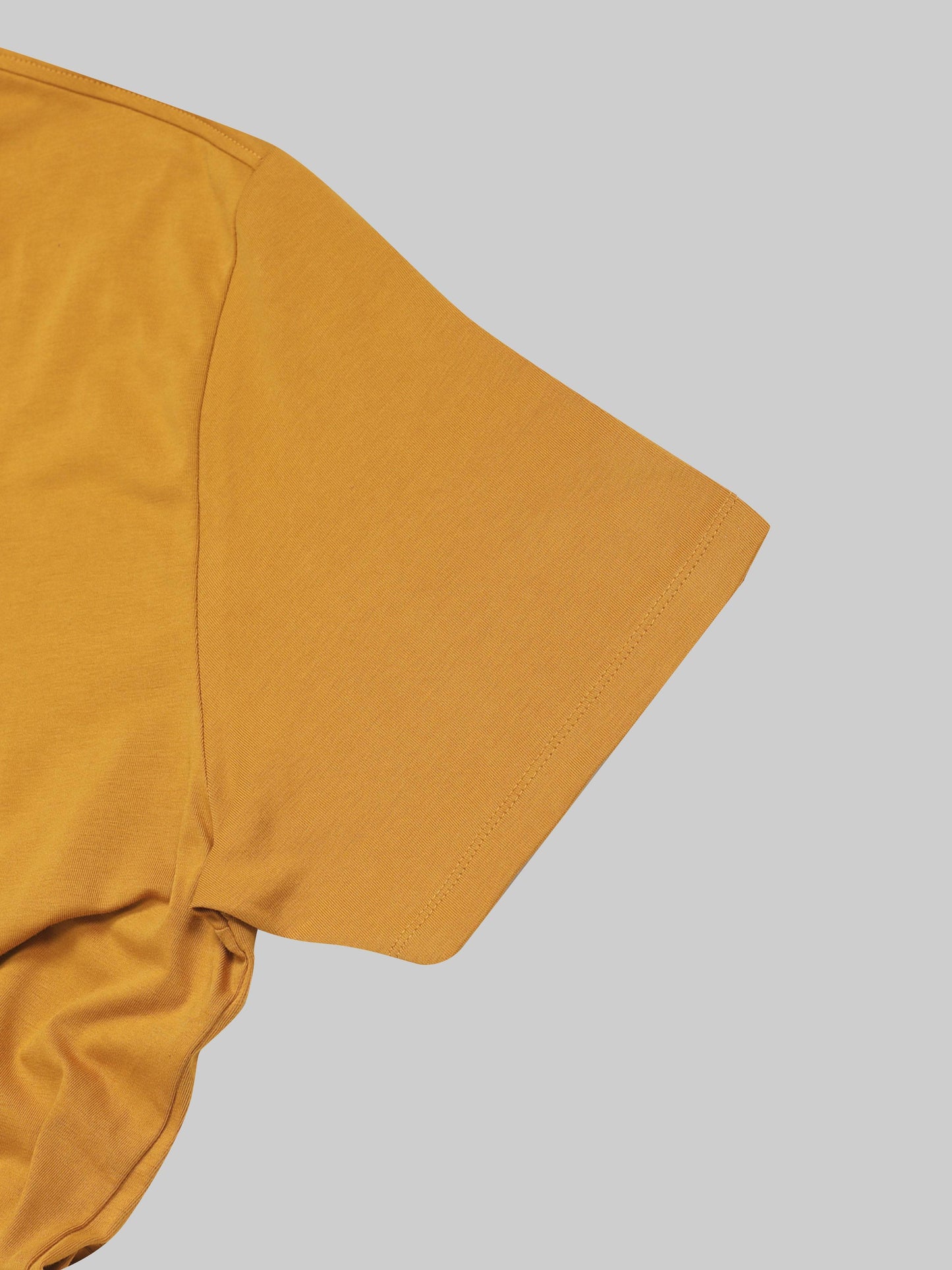 Regular Fit T-shirt in Supima Cotton Lycra with Non-PVC Print and Chest Embroidery Featuring Branded Artwork Play - Mustard - ENGYNE