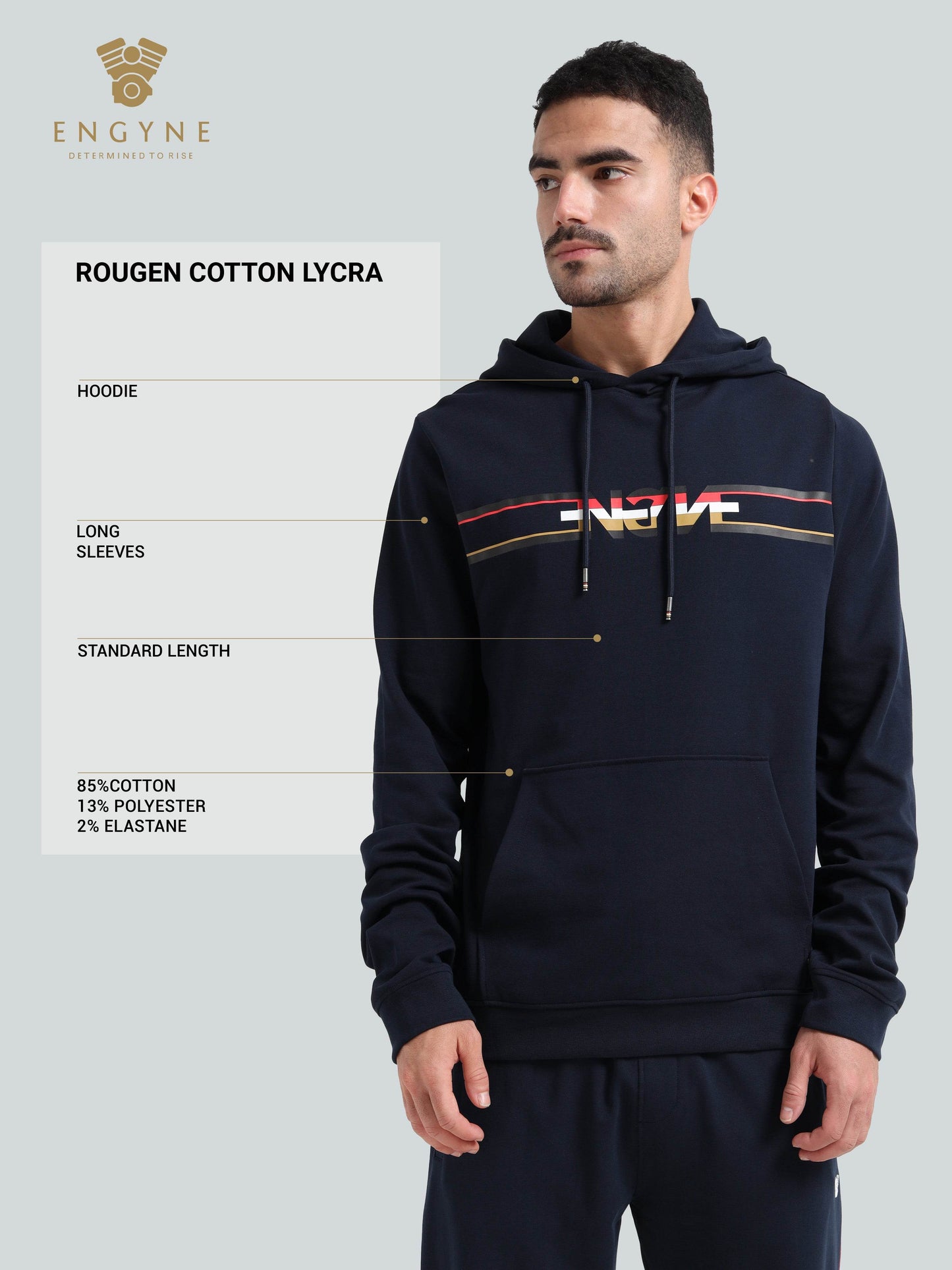 Engyne Signature Flag Hoodie – Rougen Platted Interlock Navy - ENGYNE