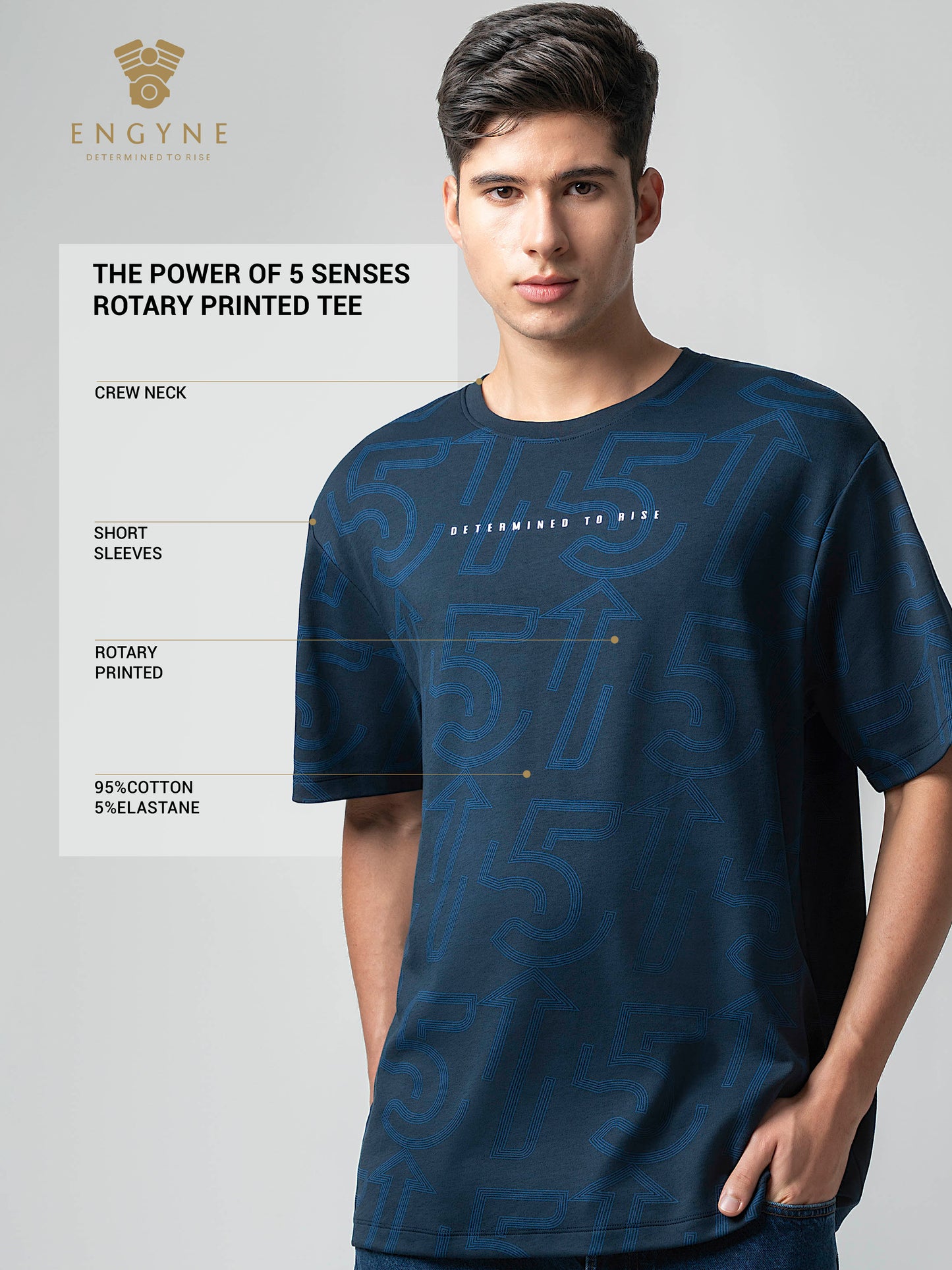 Oversized Supima Cotton Lycra Mens Navy T Shirt