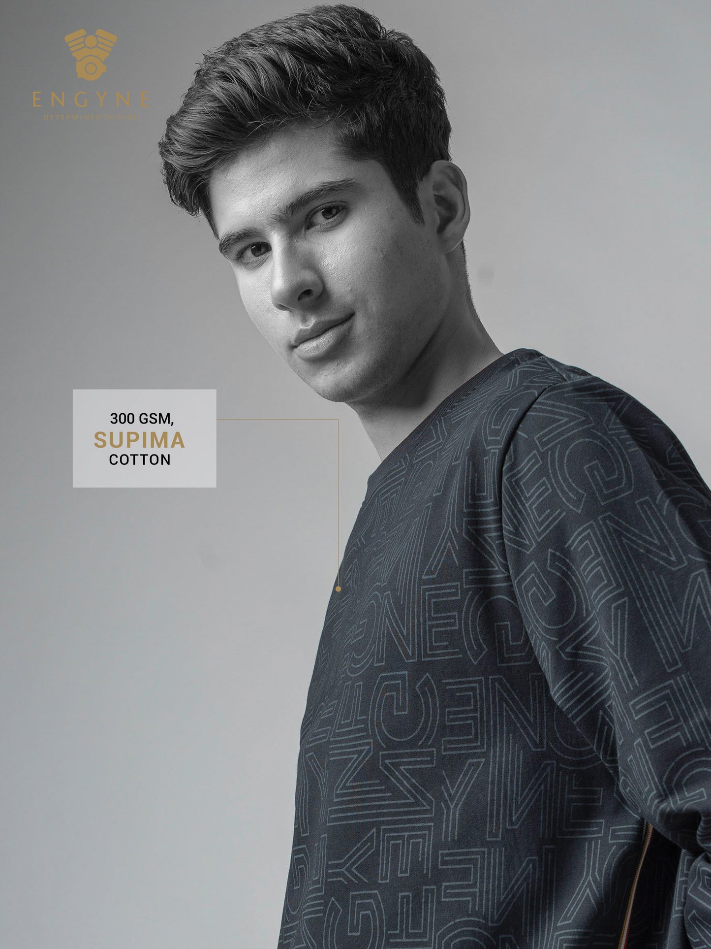 Black Crewneck Sweatshirt with Prints and Side Flag Tape for men