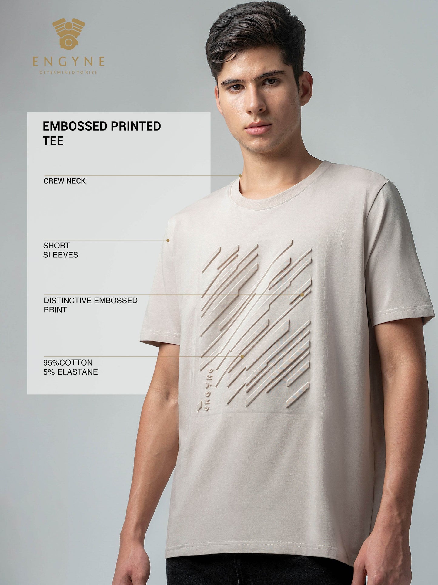 Rougen Cotton Lycra with Embossed Sand T-shirt - ENGYNE