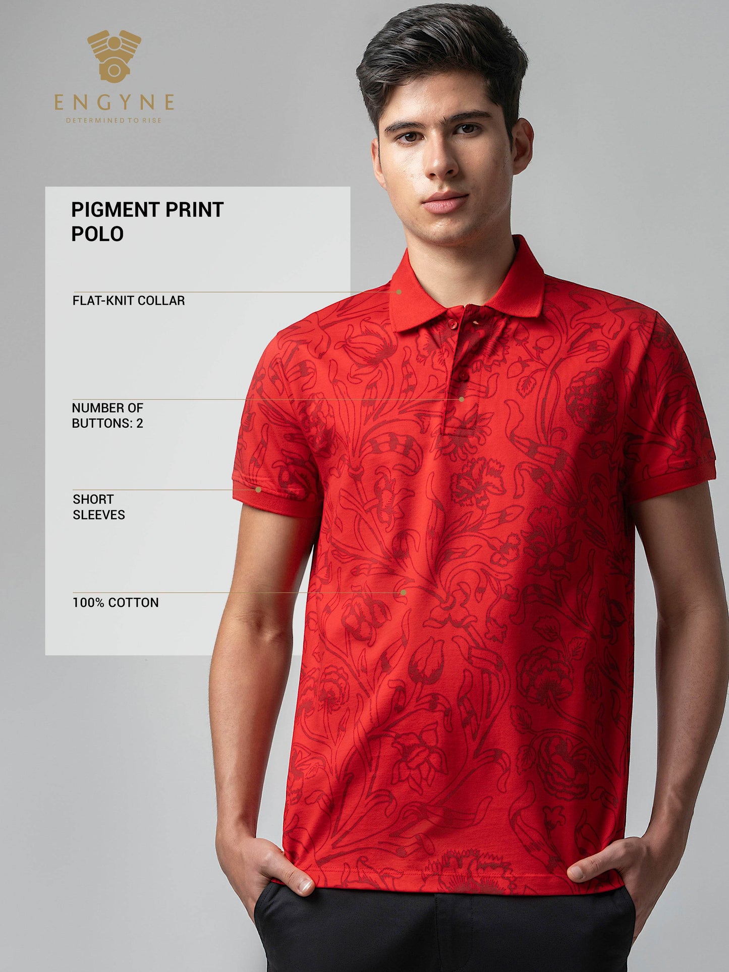Supima Cotton LuxeKnit with Rotary Pigment Print and DTM Slim Collar Polo - ENGYNE