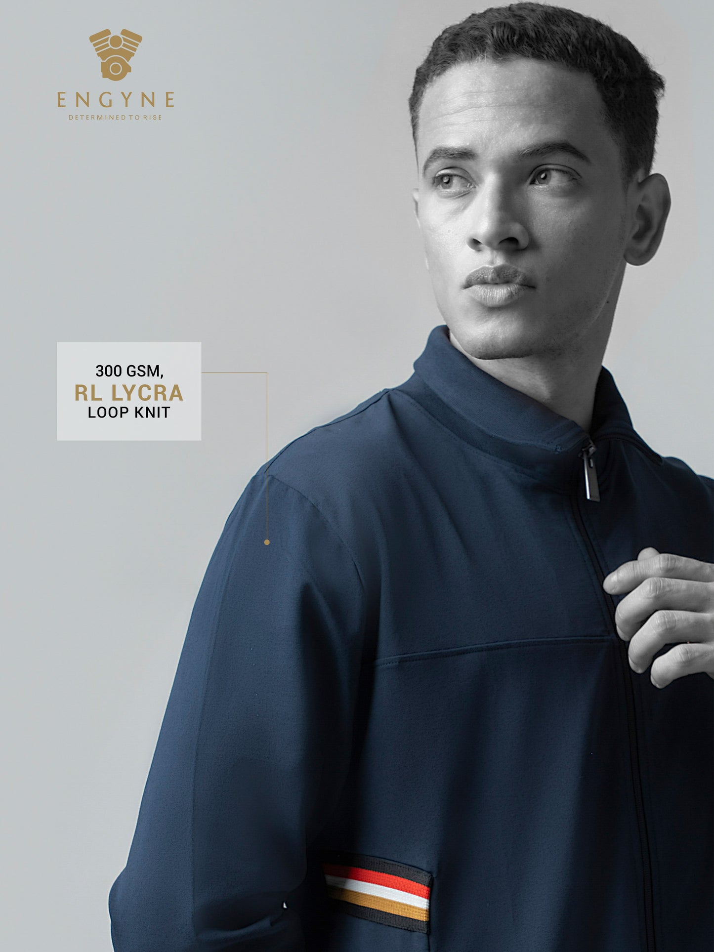 Navy Blue Zip Sweater Shirt with 4-Color Flag Tape