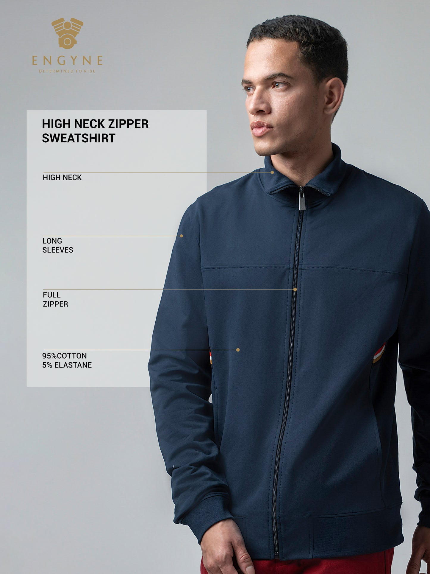 Navy Blue Zip Sweater Shirt with 4-Color Flag Tape