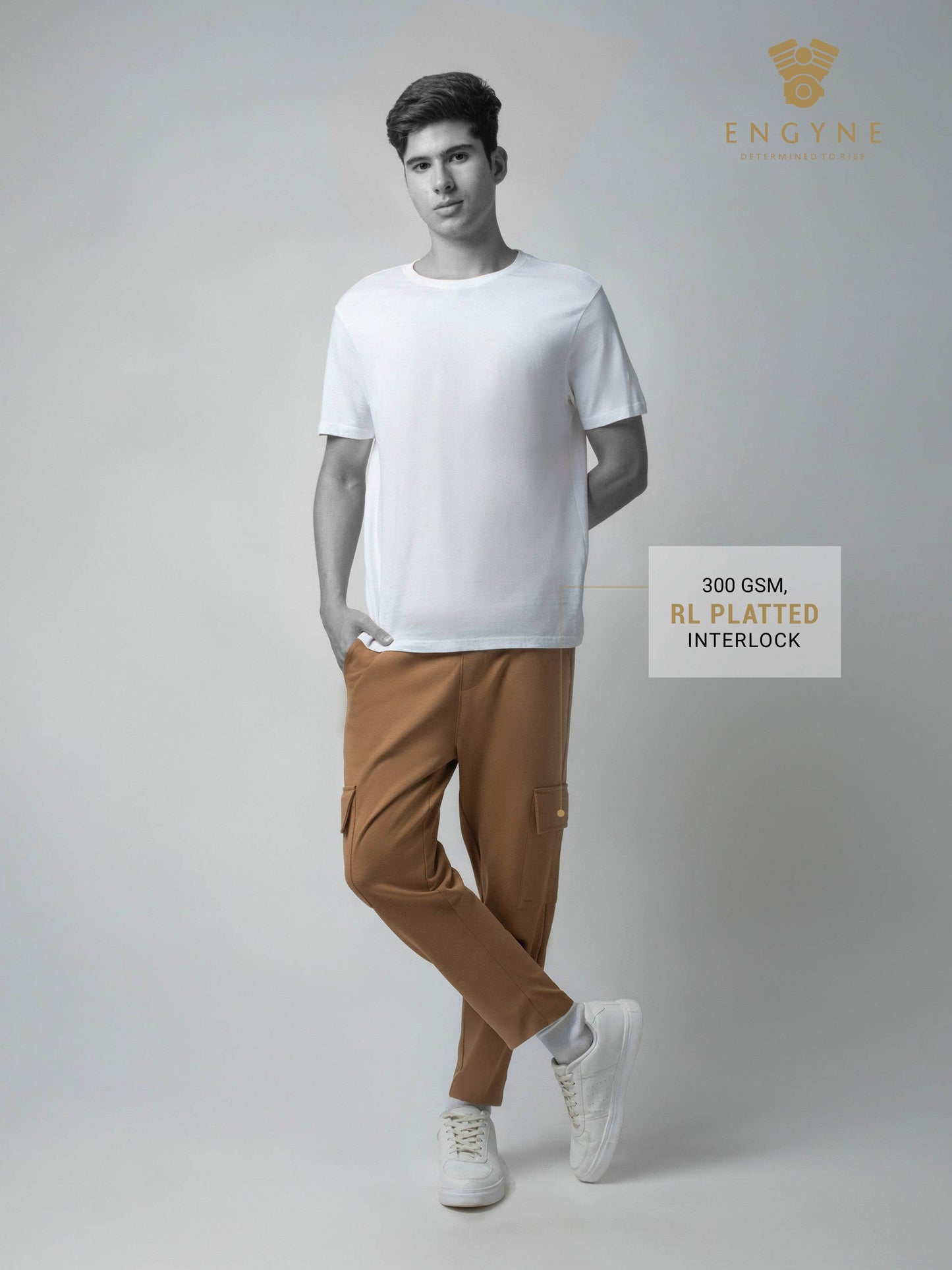 Trackpant with Dual Cargo Pockets in Rougen Cotton Poly Elastane Interlock - ENGYNE