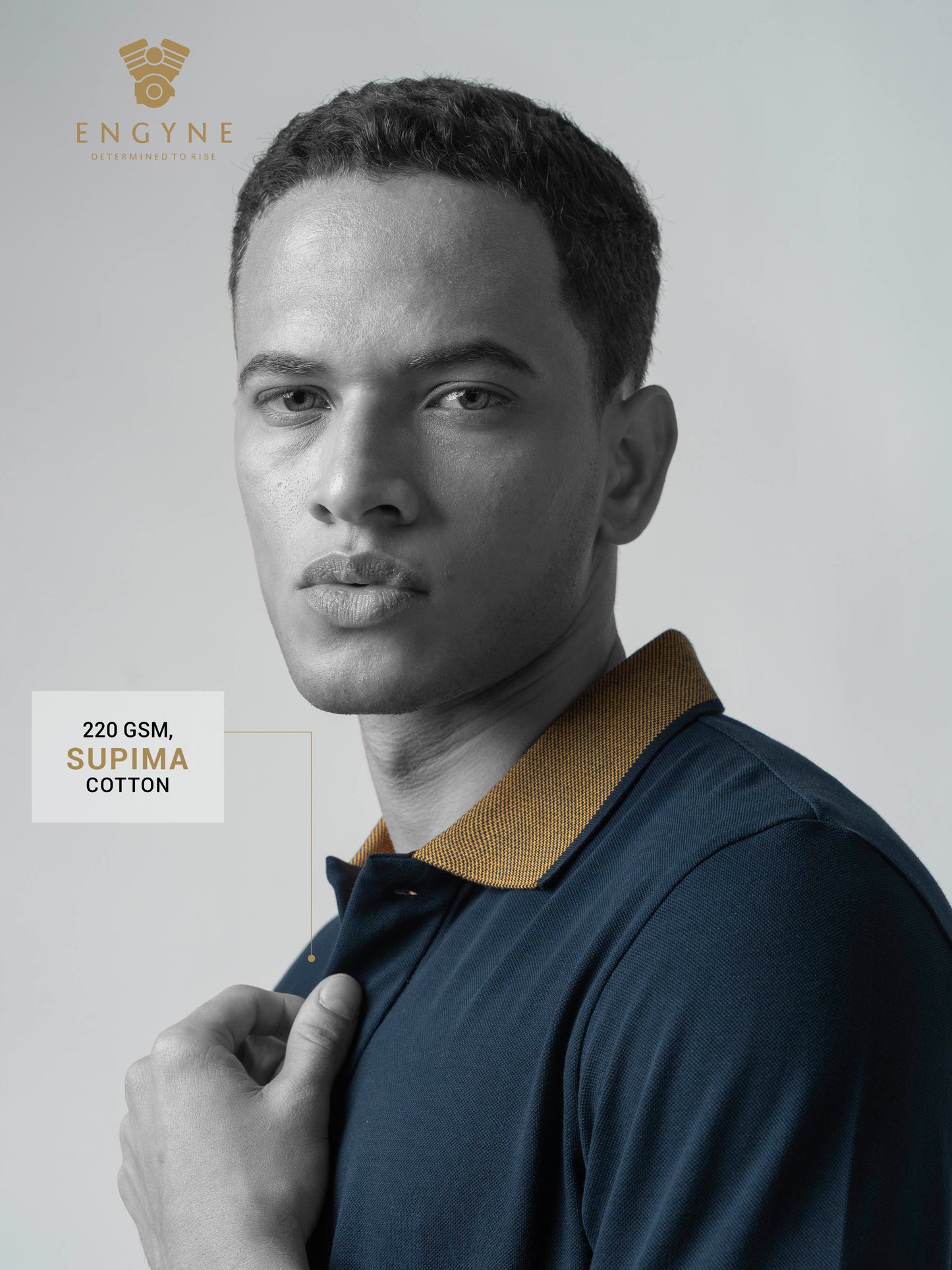 Cuff Tipping Navy Blue T Shirt Polo For Men