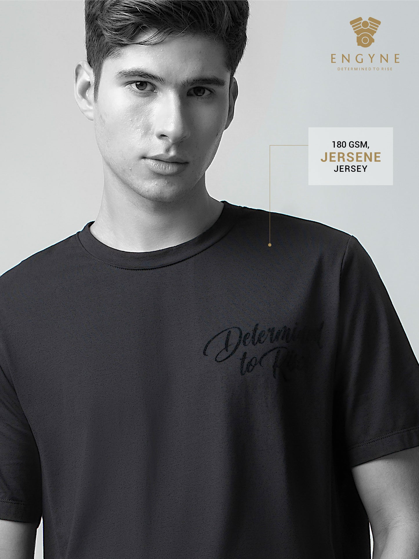 Flock Printed Black Printed T Shirt for Men