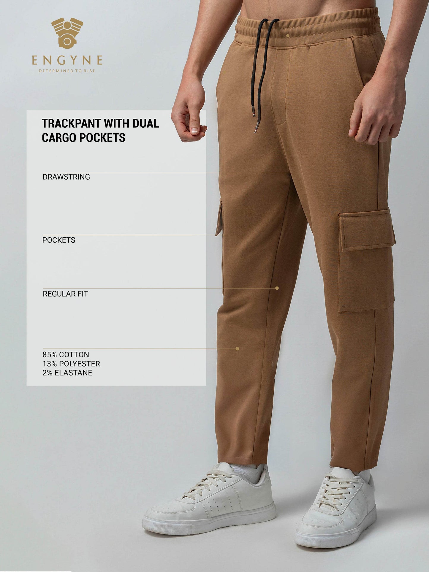 Trackpant with Dual Cargo Pockets in Rougen Cotton Poly Elastane Interlock - ENGYNE