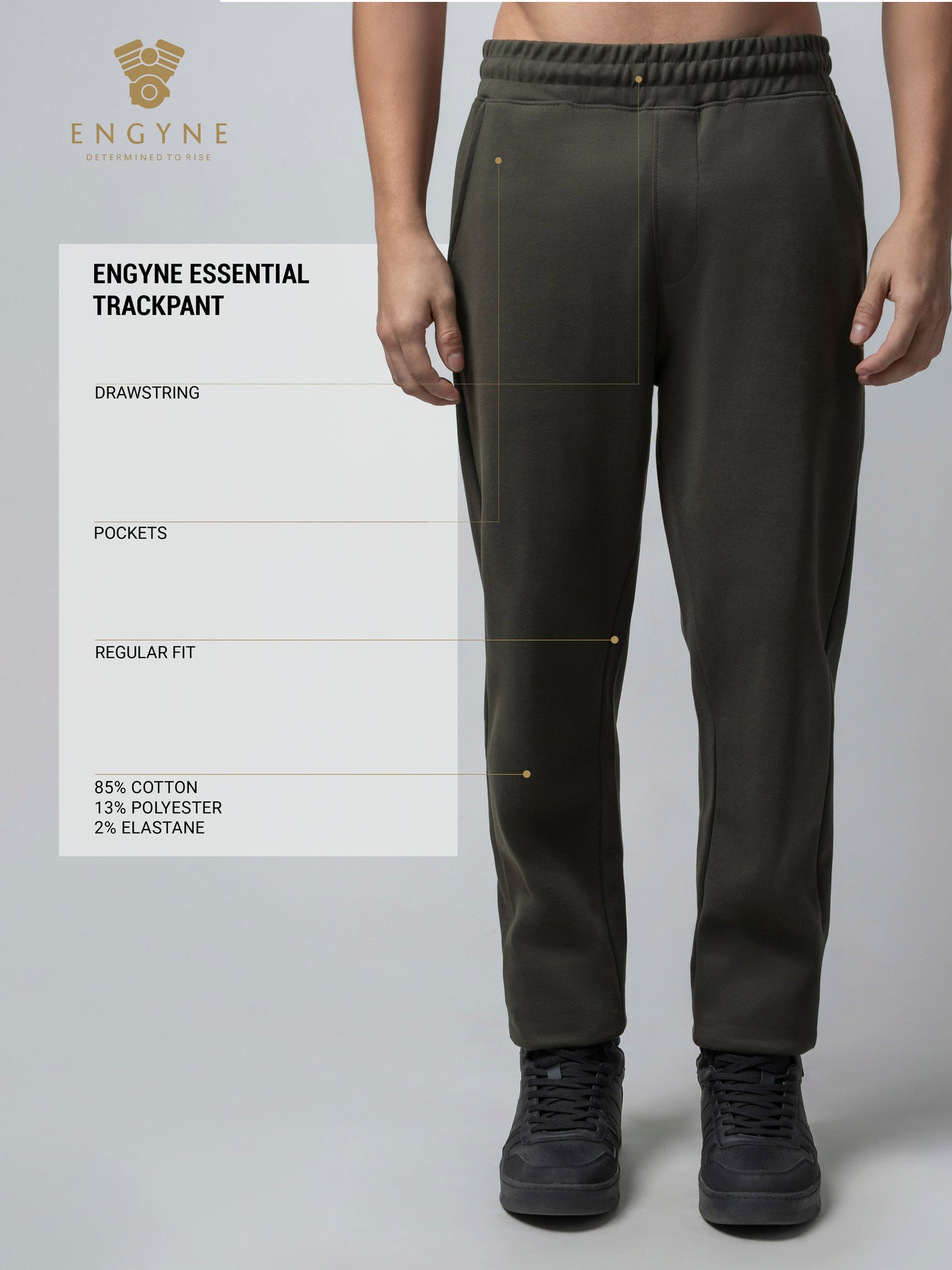 Olive Mens Track Pants With Contrast HD Print