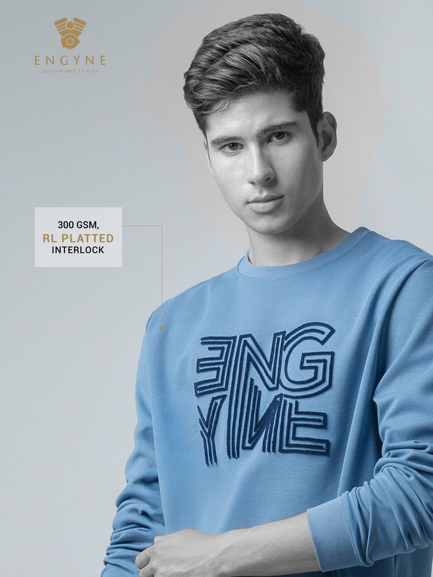 Long Sleeve Sweatshirt with 'Engyne' Embroidery Gasoline