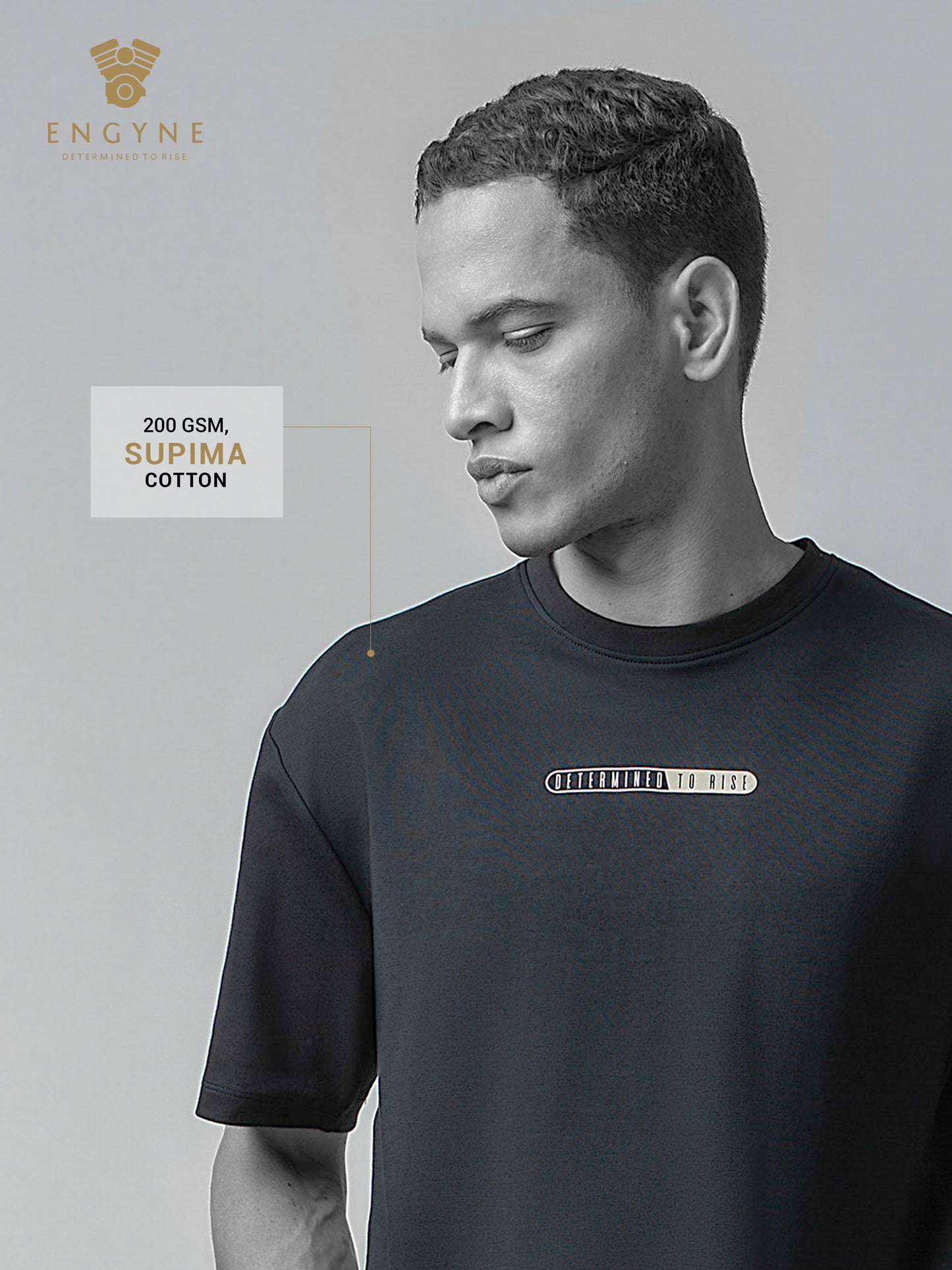 Over Sized Supima Cotton Lycra Mens Black T Shirt