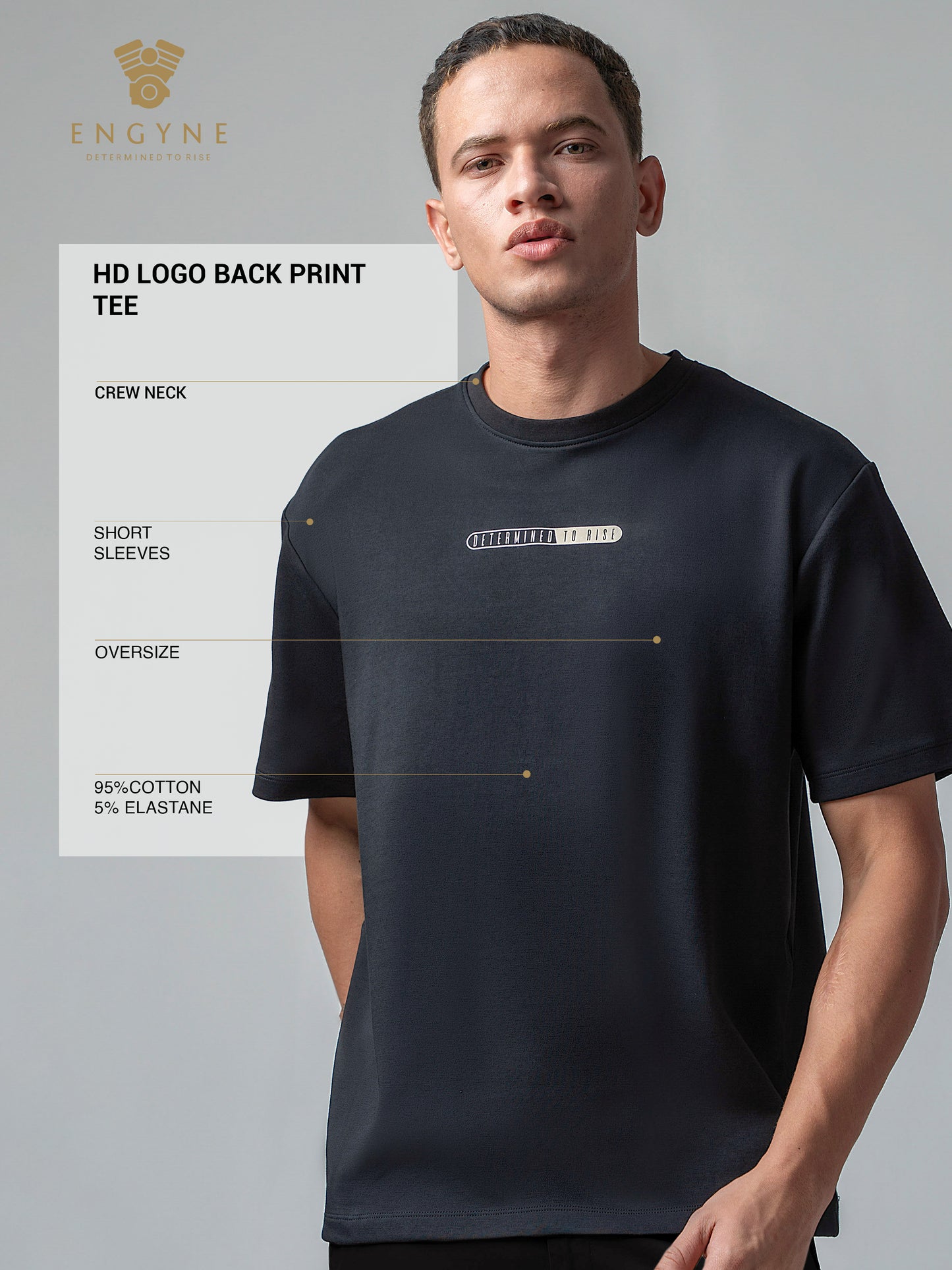 Over Sized Supima Cotton Lycra Mens Black T Shirt