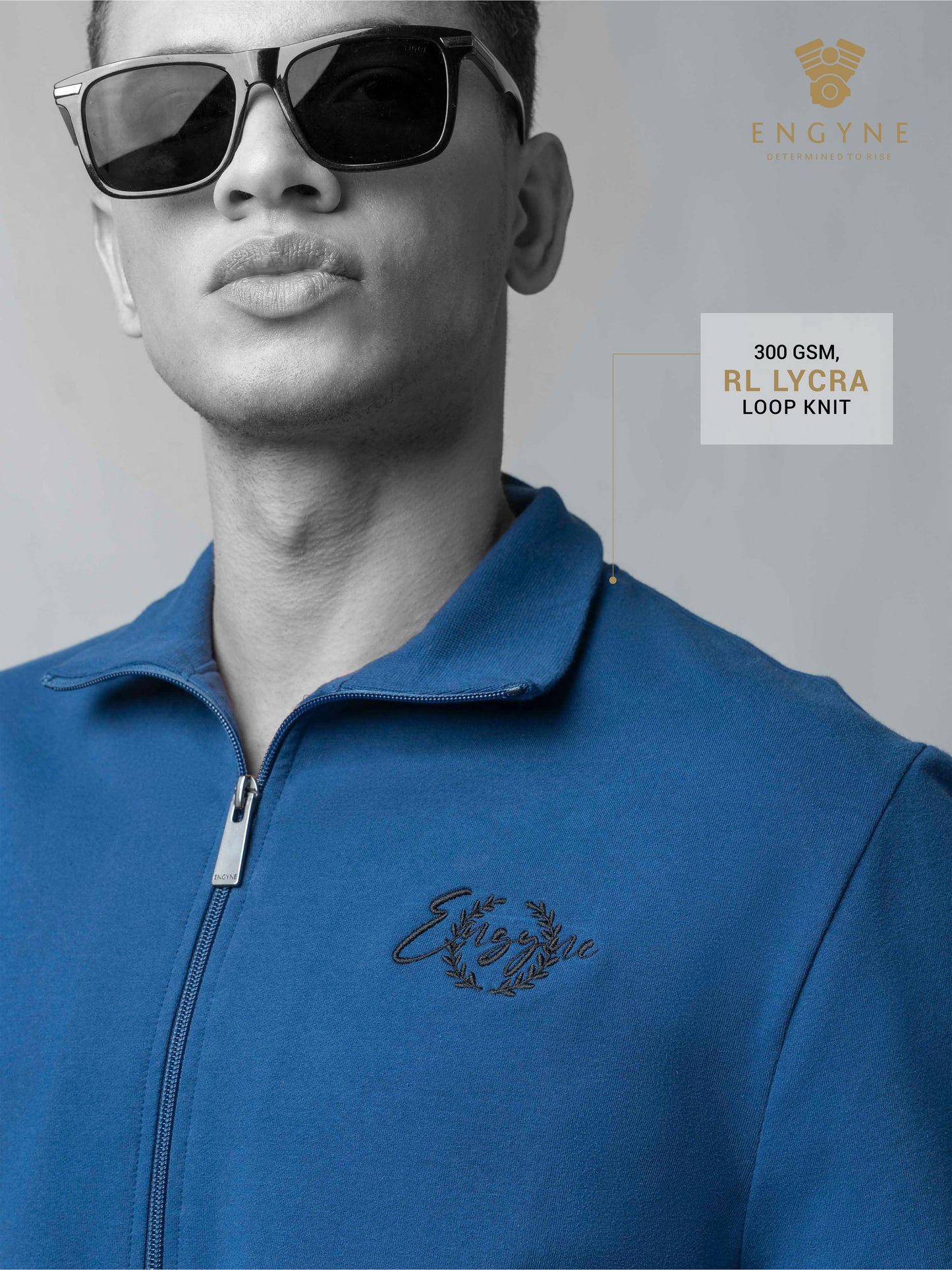 Dark Blue Half Zip Sweater Shirt Silicon HD Chest Print for men