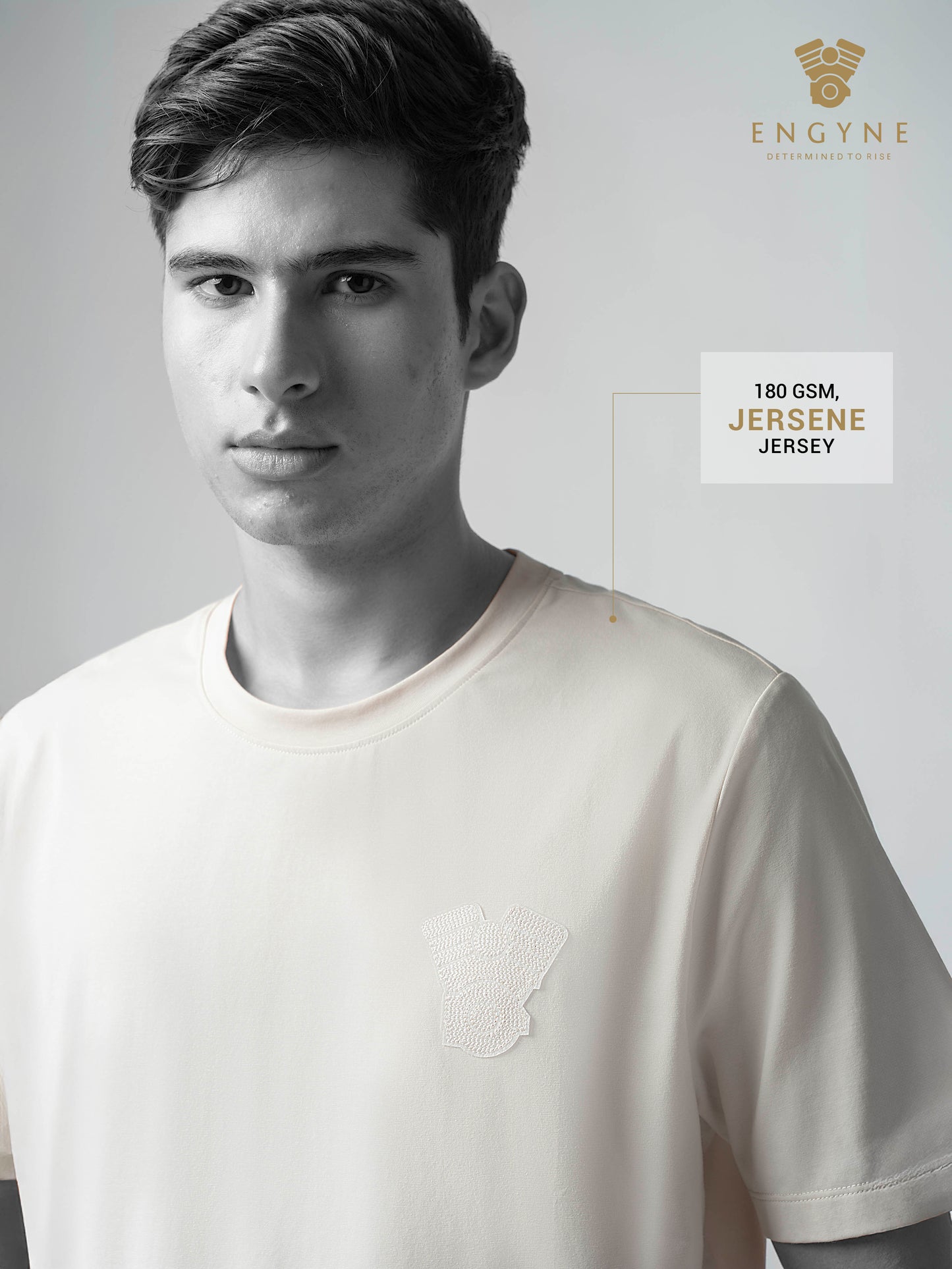 Iconic Emblem Beige Color T Shirt for Men