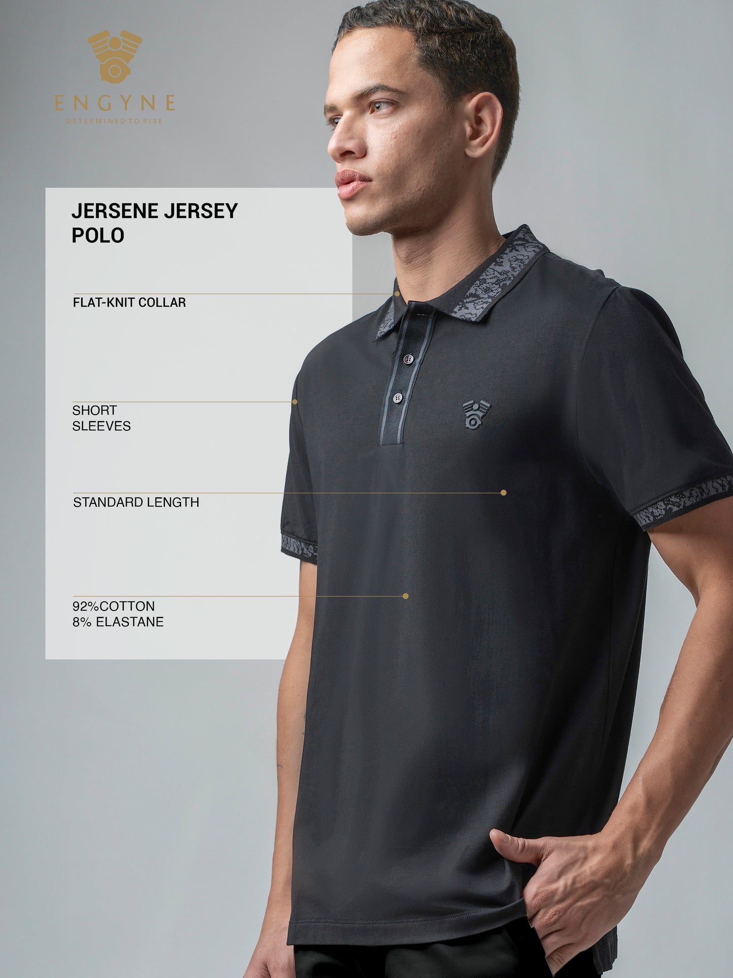 Jersène Jersey HD Sticker Iconic Emblem Black Polo for Men