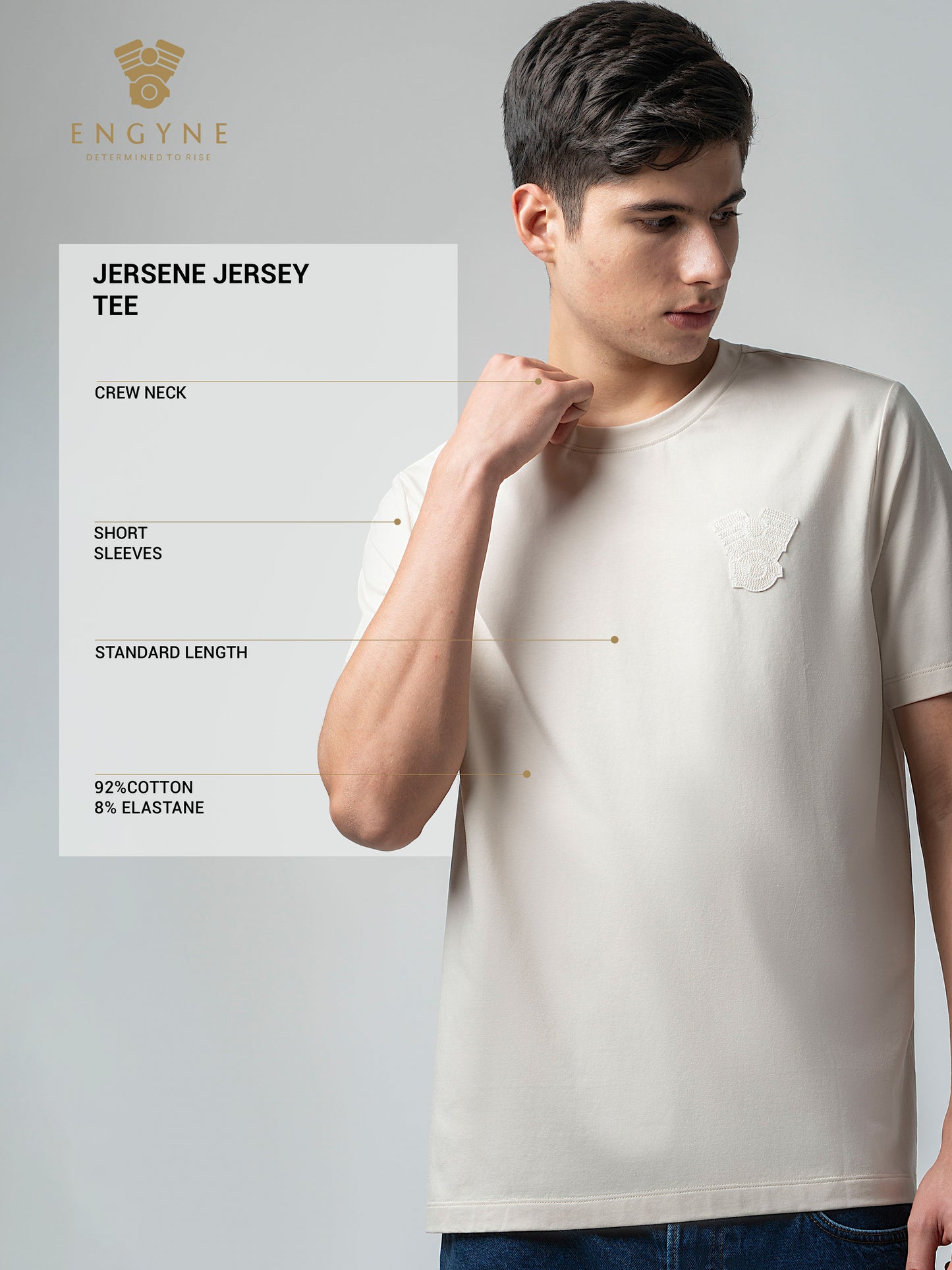 Iconic Emblem Beige Color T Shirt for Men
