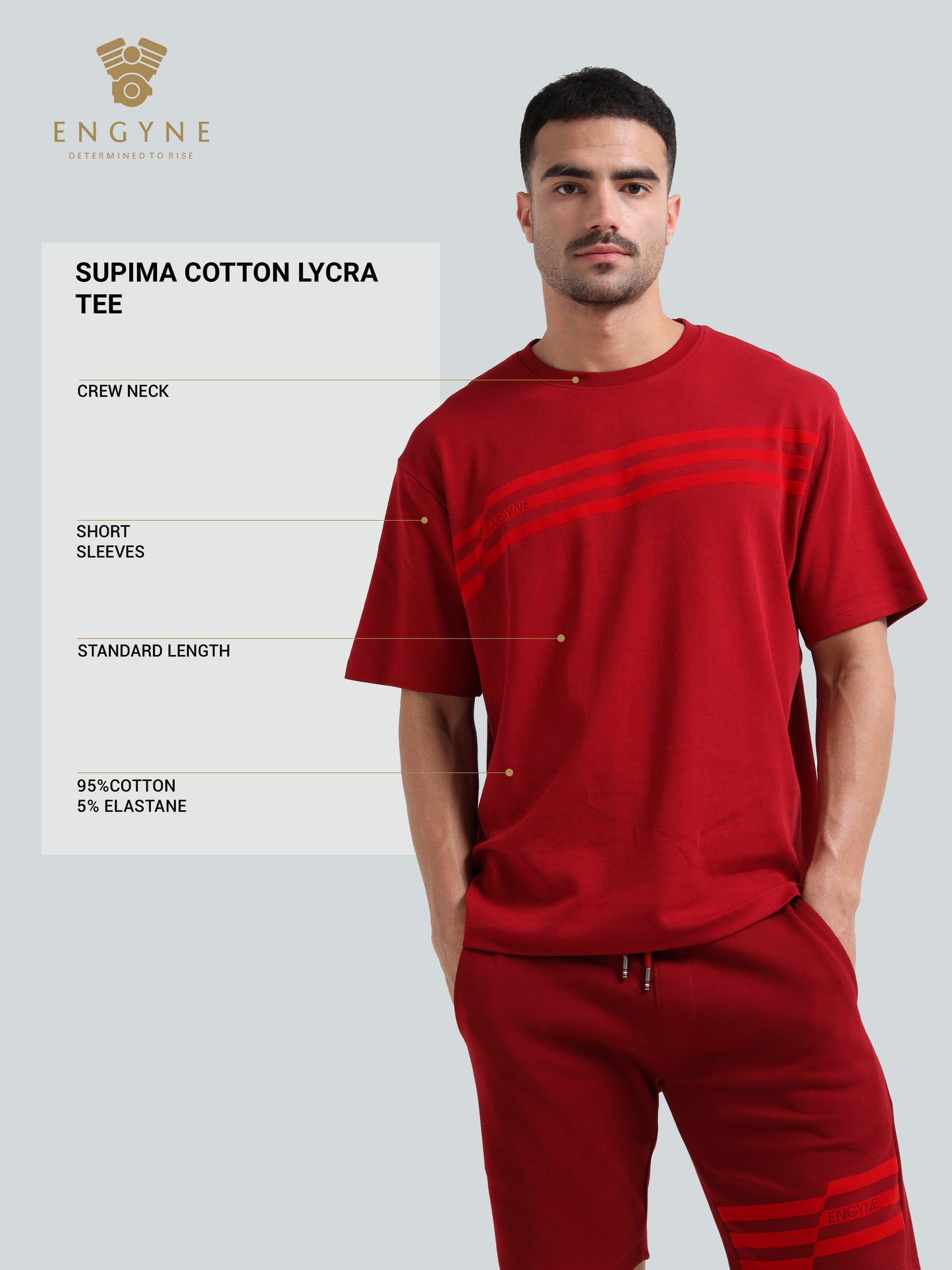 Oversize Flock Stripe Print Dark Red T Shirt For Men