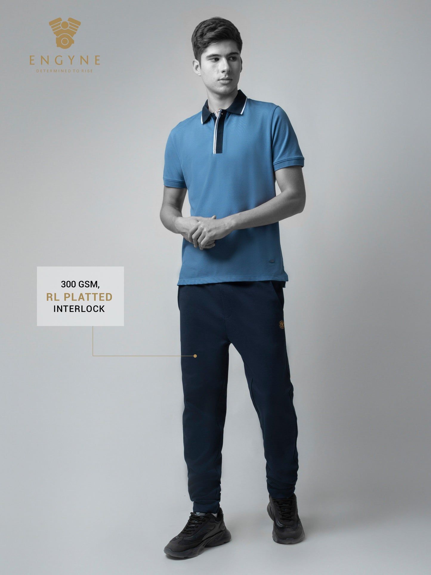 Rougen Cotton Navy Track Pant With Contrast Hd Print