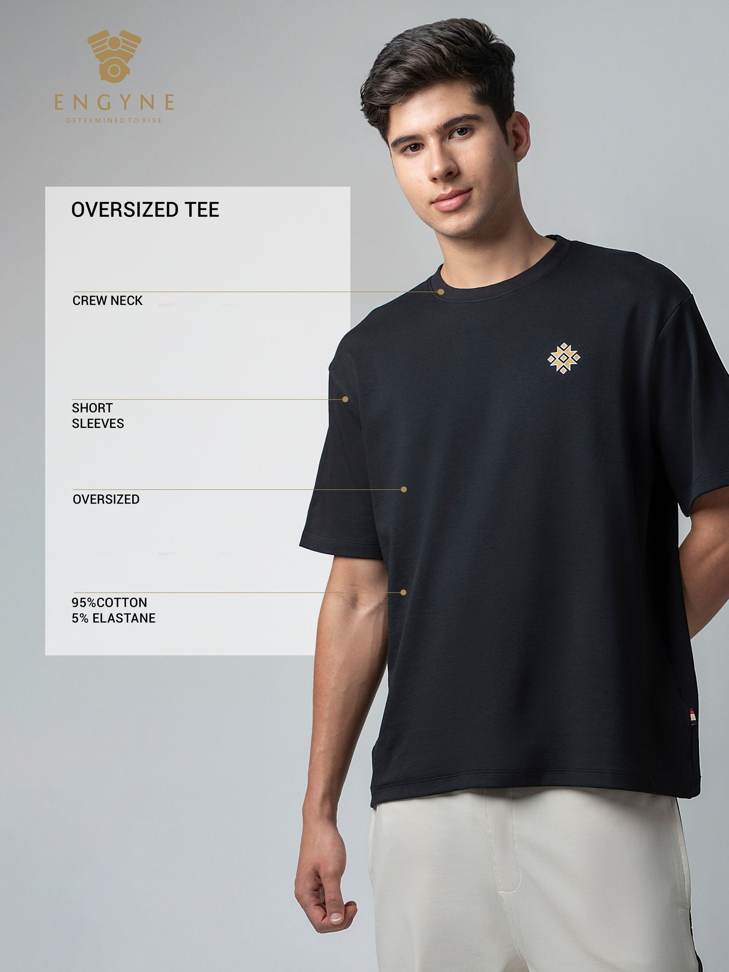 Supima Cotton Lycra Black Oversize T Shirt for Men