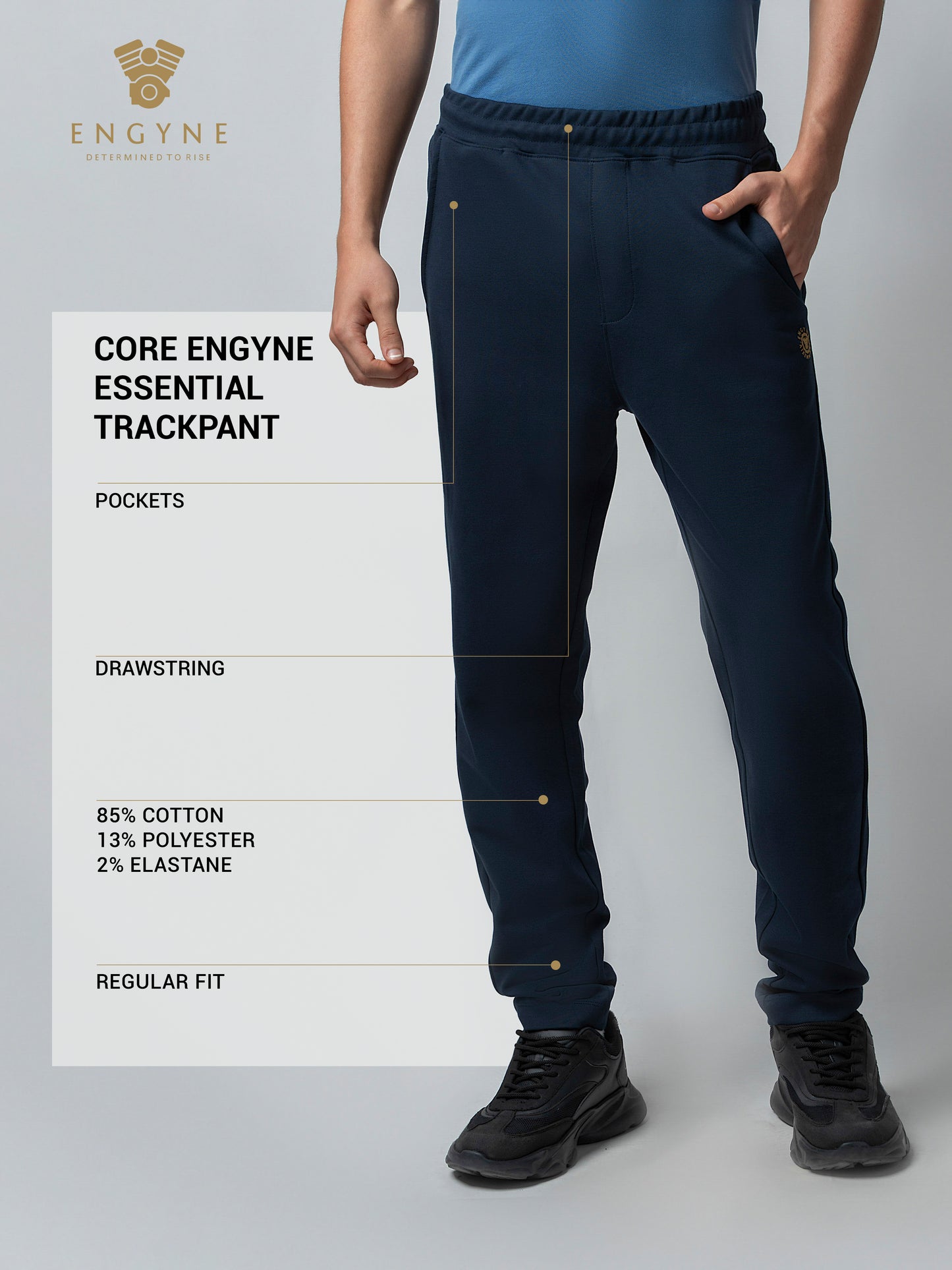Rougen Cotton Navy Track Pant With Contrast Hd Print