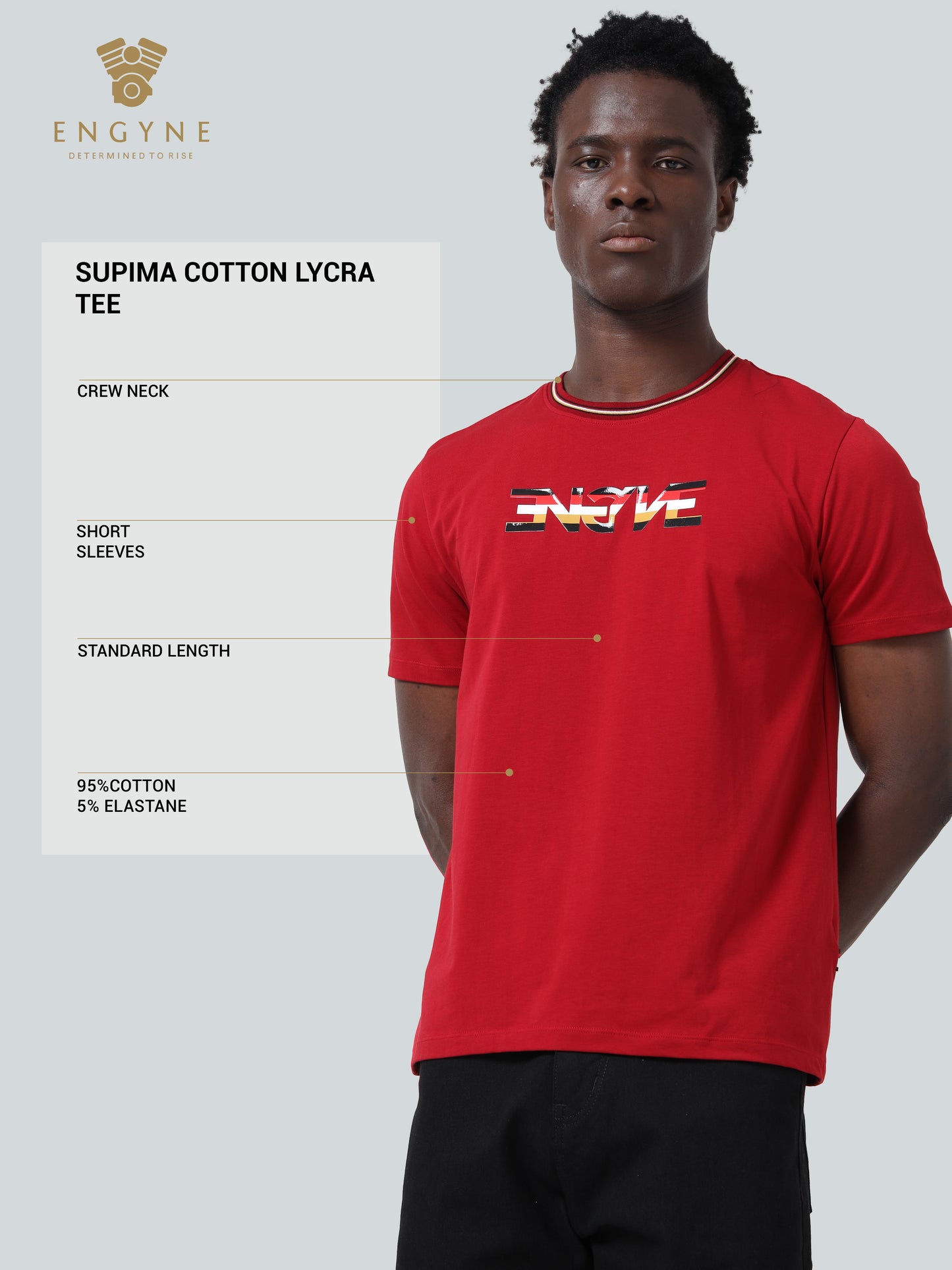 Supima Cotton Lycra with Non-PVC Engyne Stripe Sticker Print Dark Red T-shirt