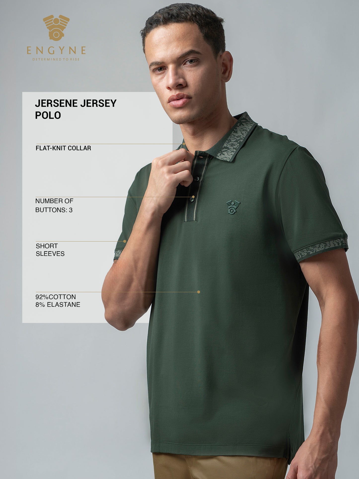 Jersène Jersey Jacquard Collar & HD Iconic Emblem Dark Green Polo