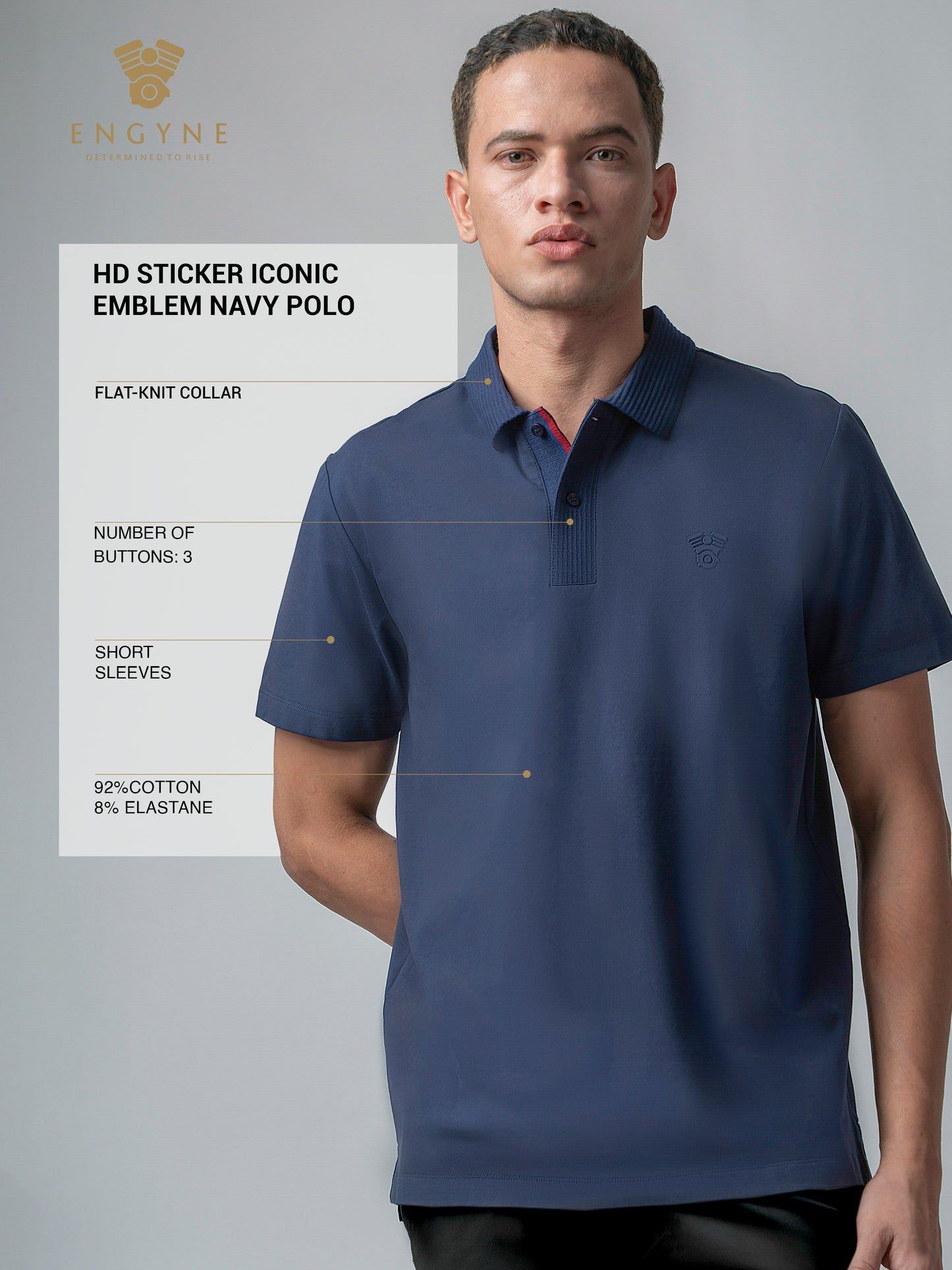 Jersène Jersey with Textured HD Sticker Iconic Emblem Navy Tee
