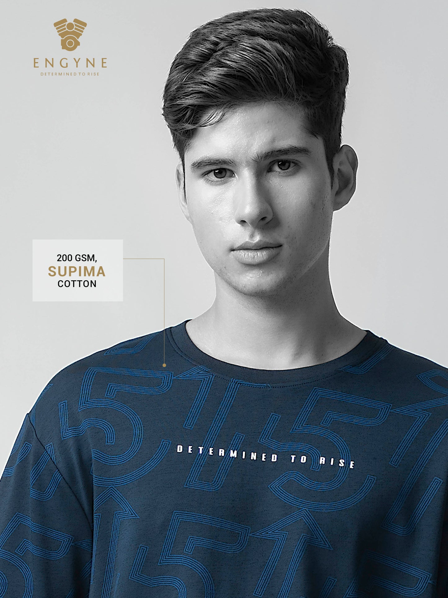 Oversized Supima Cotton Lycra Mens Navy T Shirt