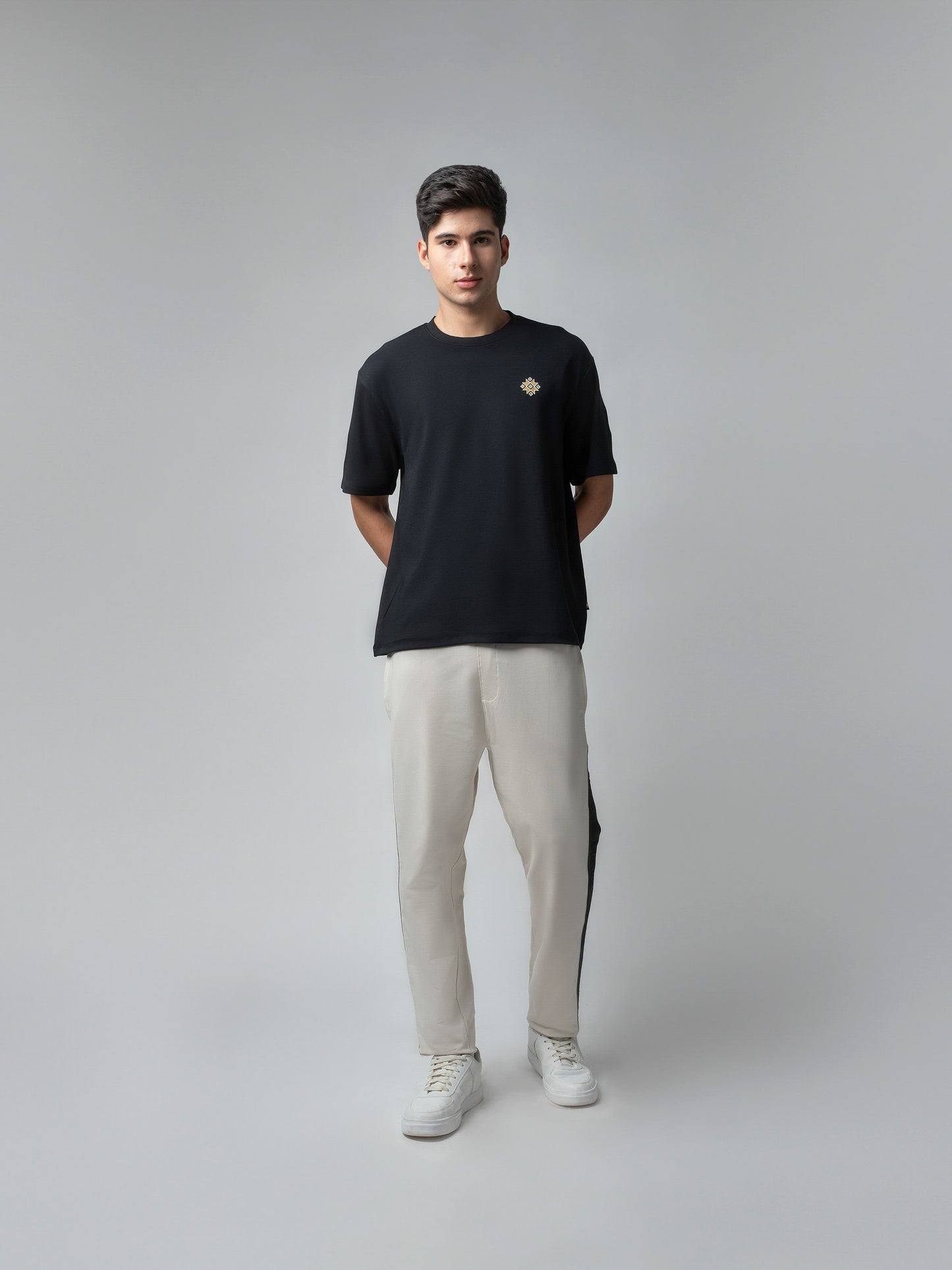 Supima Cotton Lycra Black Oversize T Shirt for Men