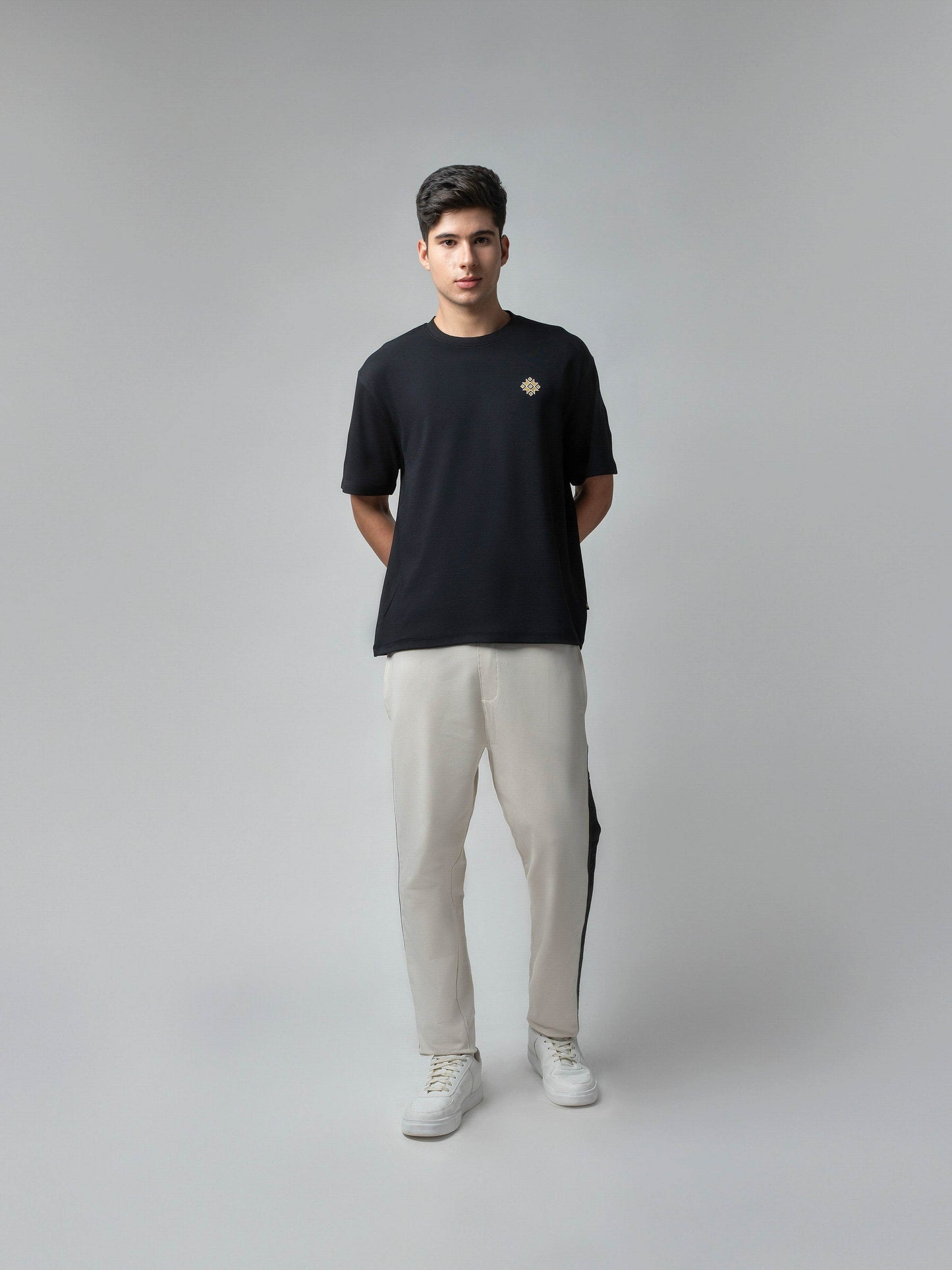Oversized Supima Cotton Lycra with Front and Back HD & Non-PVC Print Black T-shirt - ENGYNE