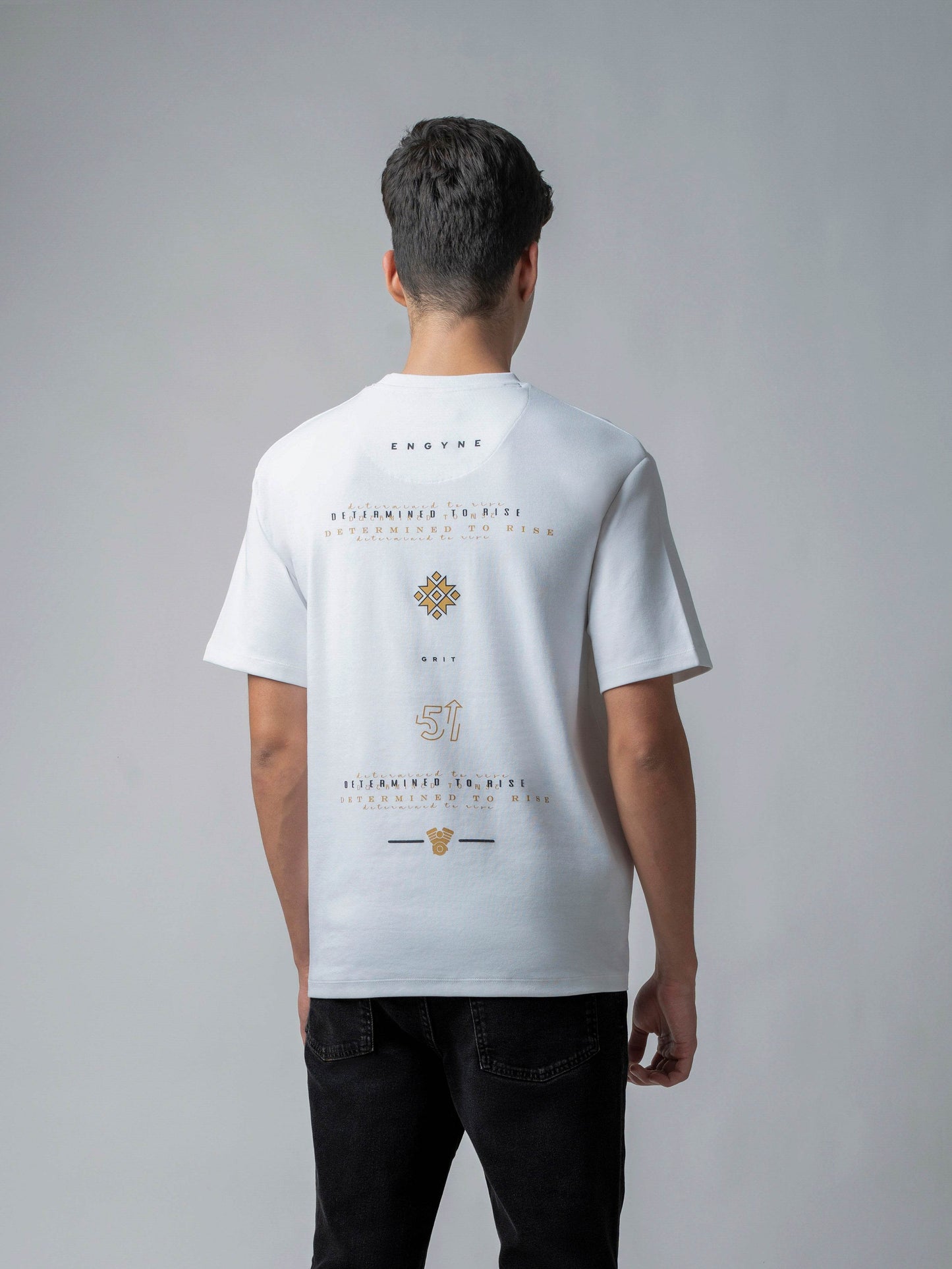 Oversized Supima Cotton Lycra with Front and Back HD & Non-PVC Print White T-shirt - ENGYNE