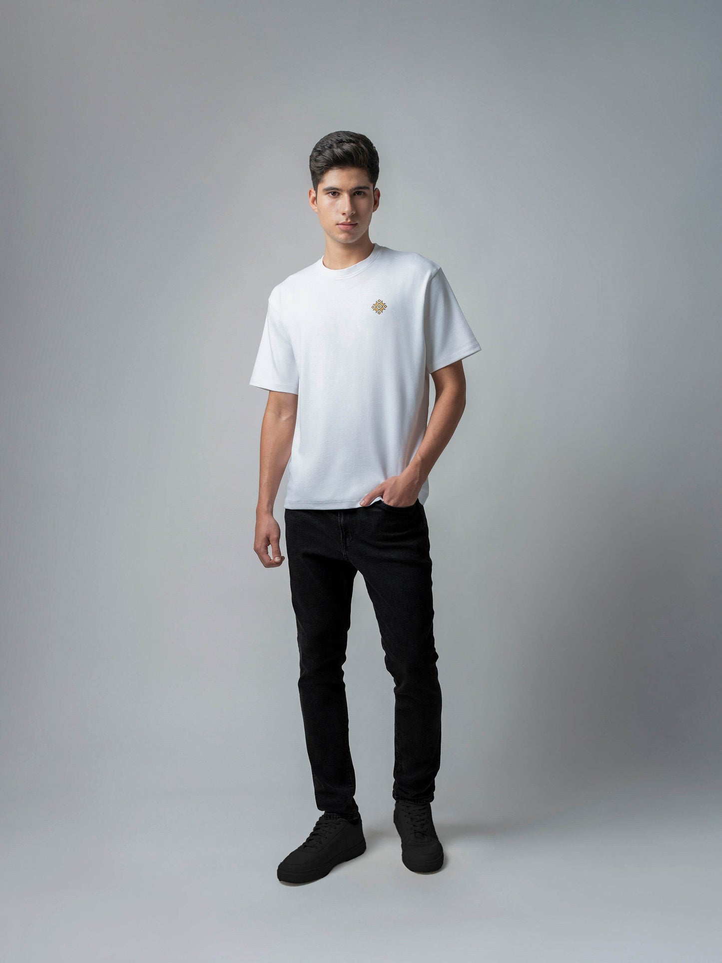 Oversized Supima Cotton Lycra with Front and Back HD & Non-PVC Print White T-shirt - ENGYNE