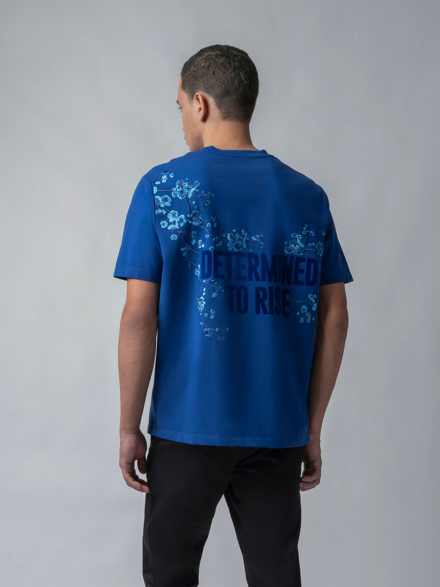 Flock Print Dark Blue T Shirt for Men