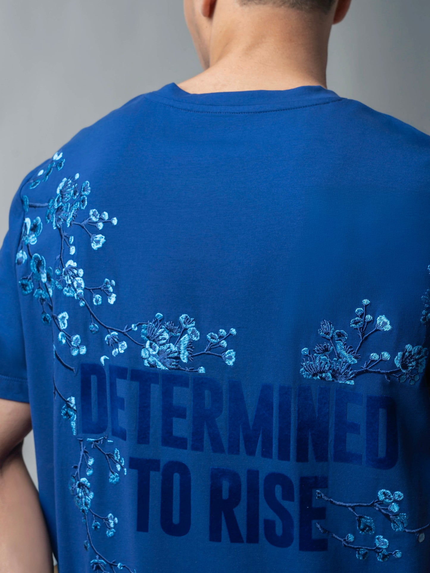Flock Print Dark Blue T Shirt for Men