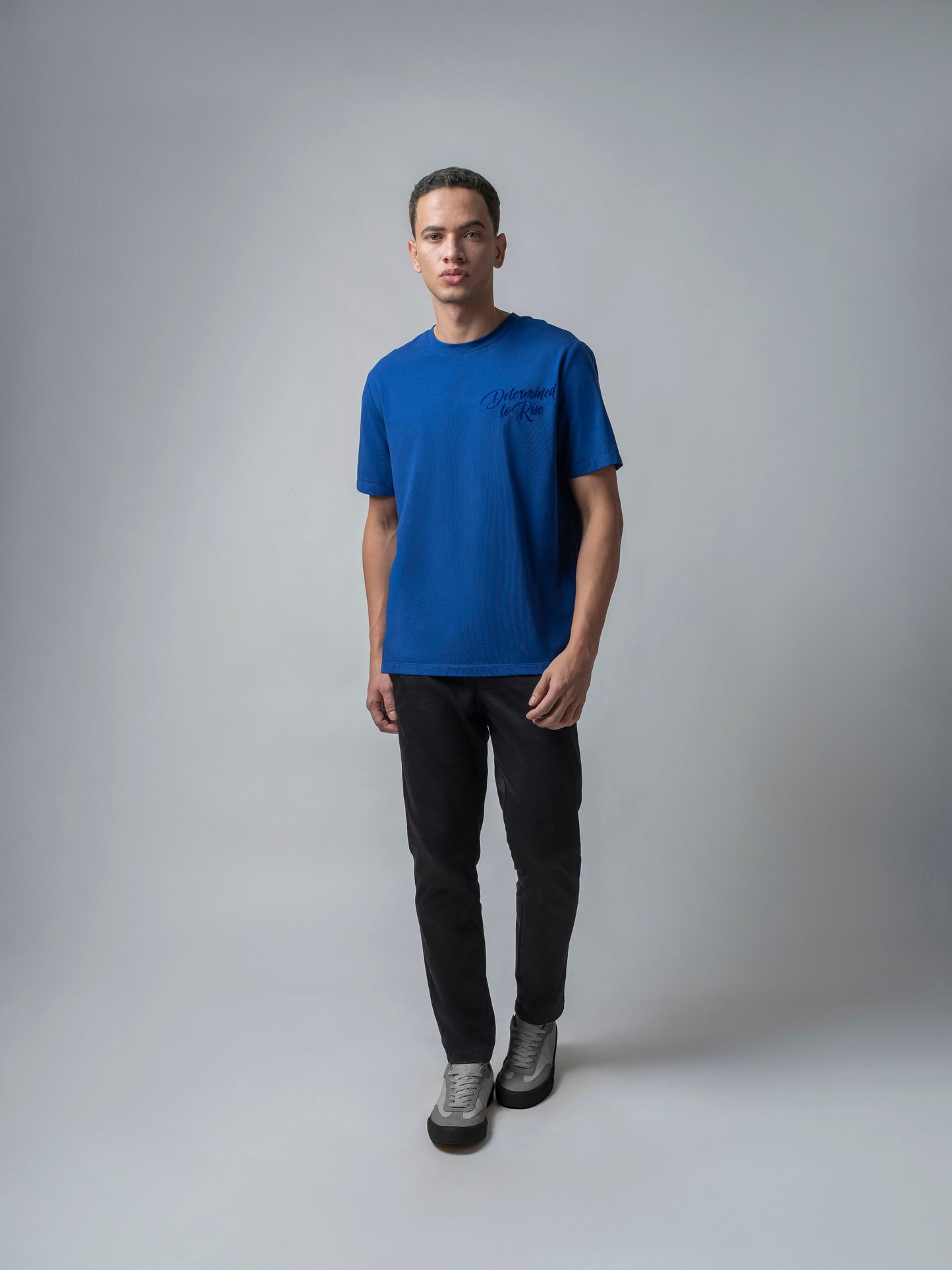 Flock Print Dark Blue T Shirt for Men