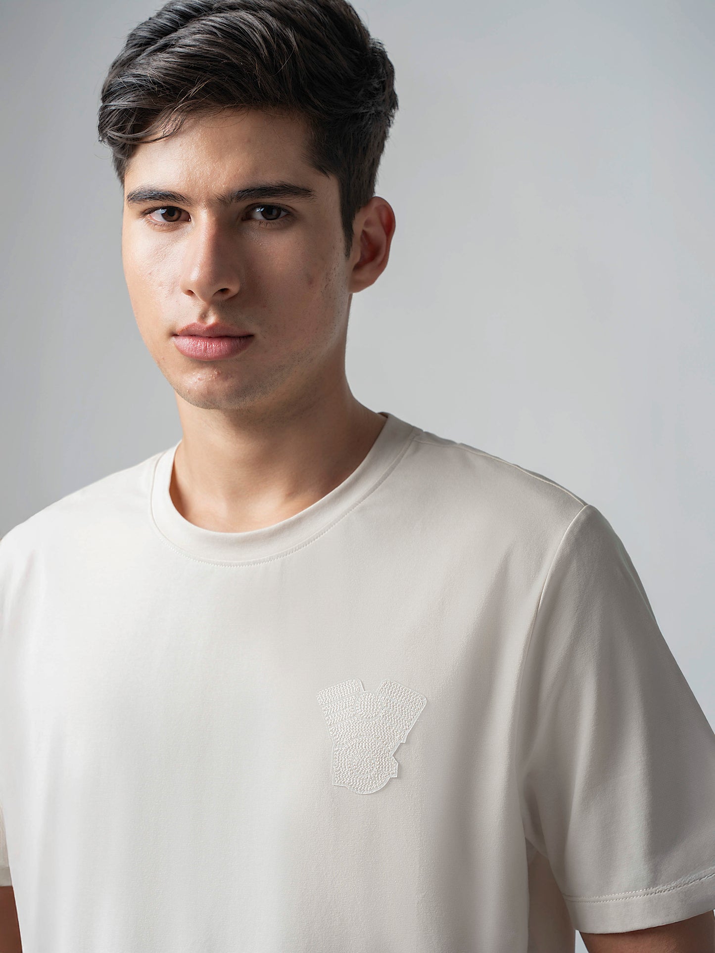 Iconic Emblem Beige Color T Shirt for Men