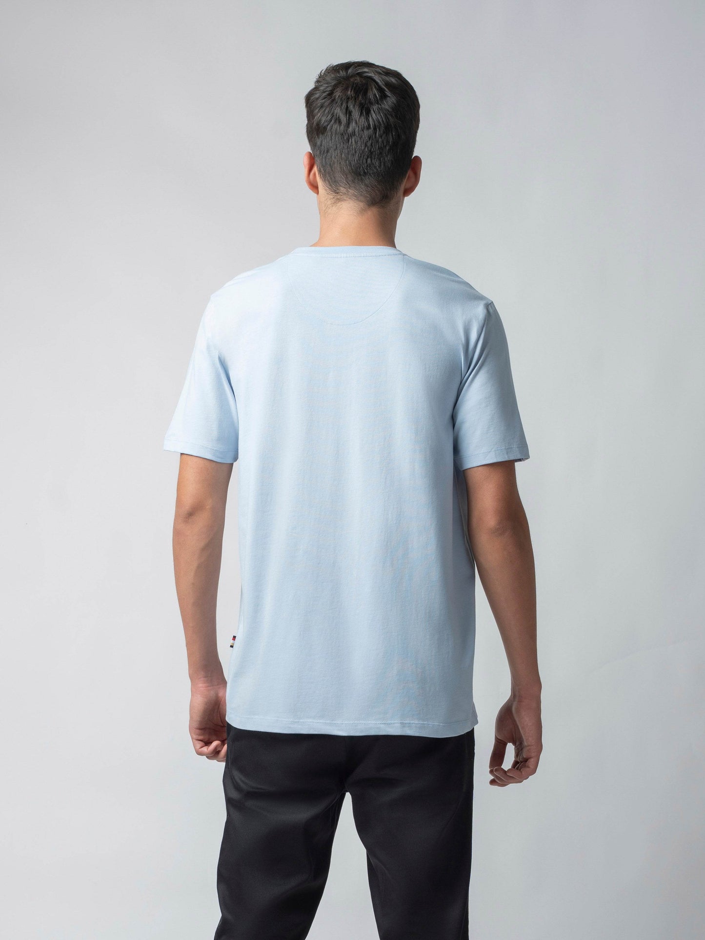 Rougen Cotton Lycra with Sublimation Print and Embroidered Badge Light Blue T-shirt - ENGYNE