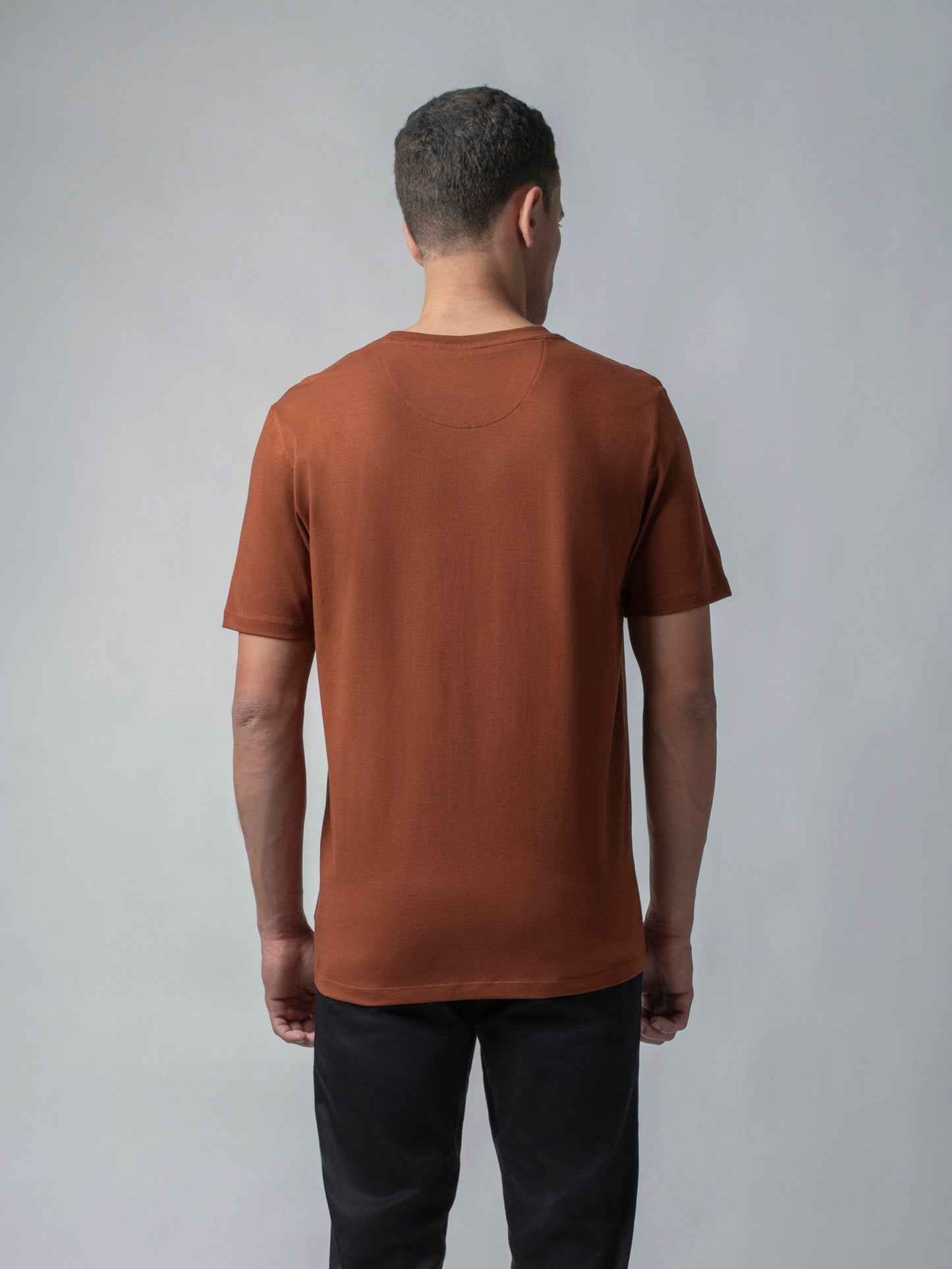 Minimal Non-PVC Chest Print Cotton Lycra Brown T-shirt - ENGYNE