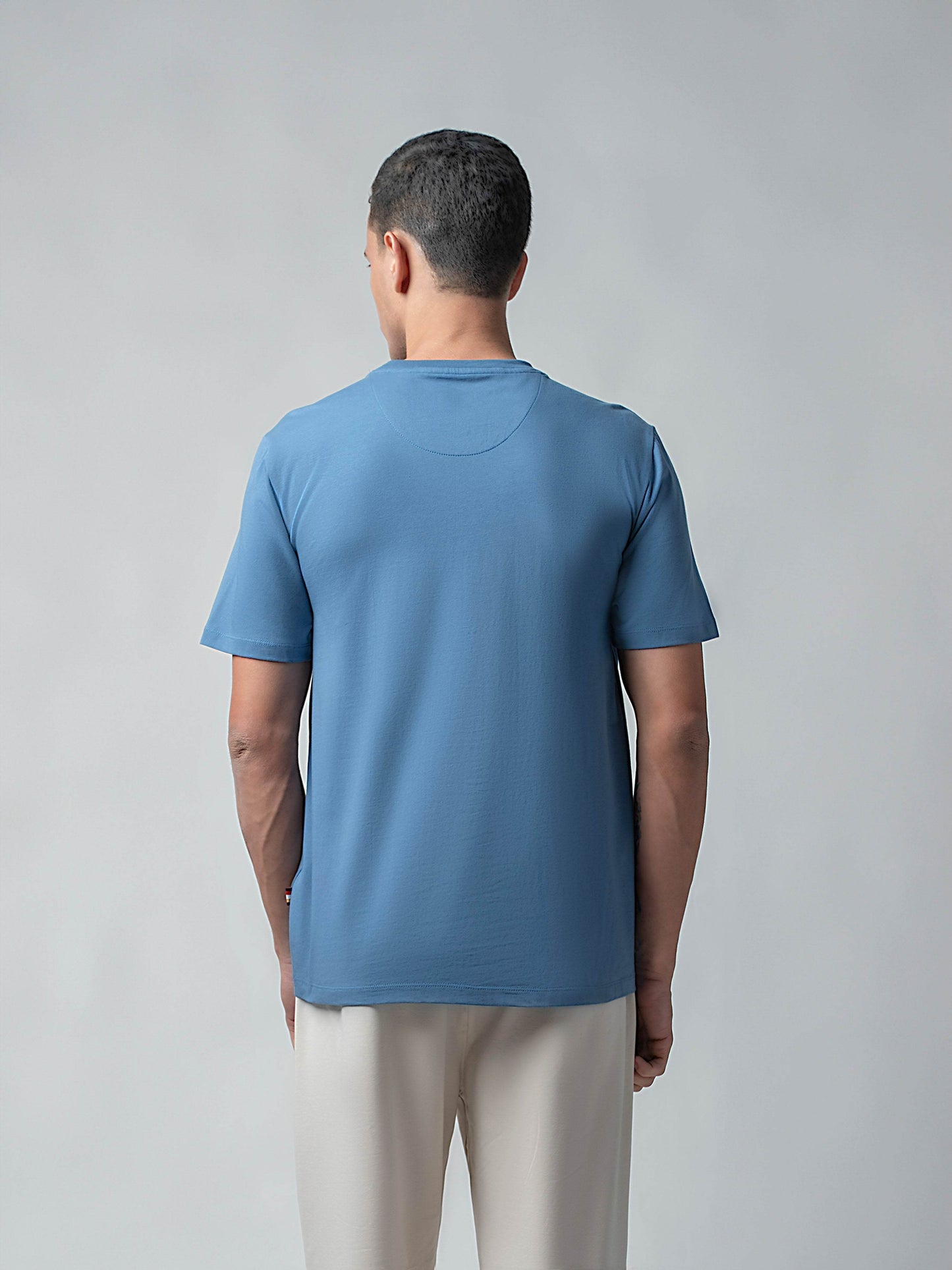 Minimal HD Chest Print Cotton Lycra Light Gasoline T-shirt - ENGYNE