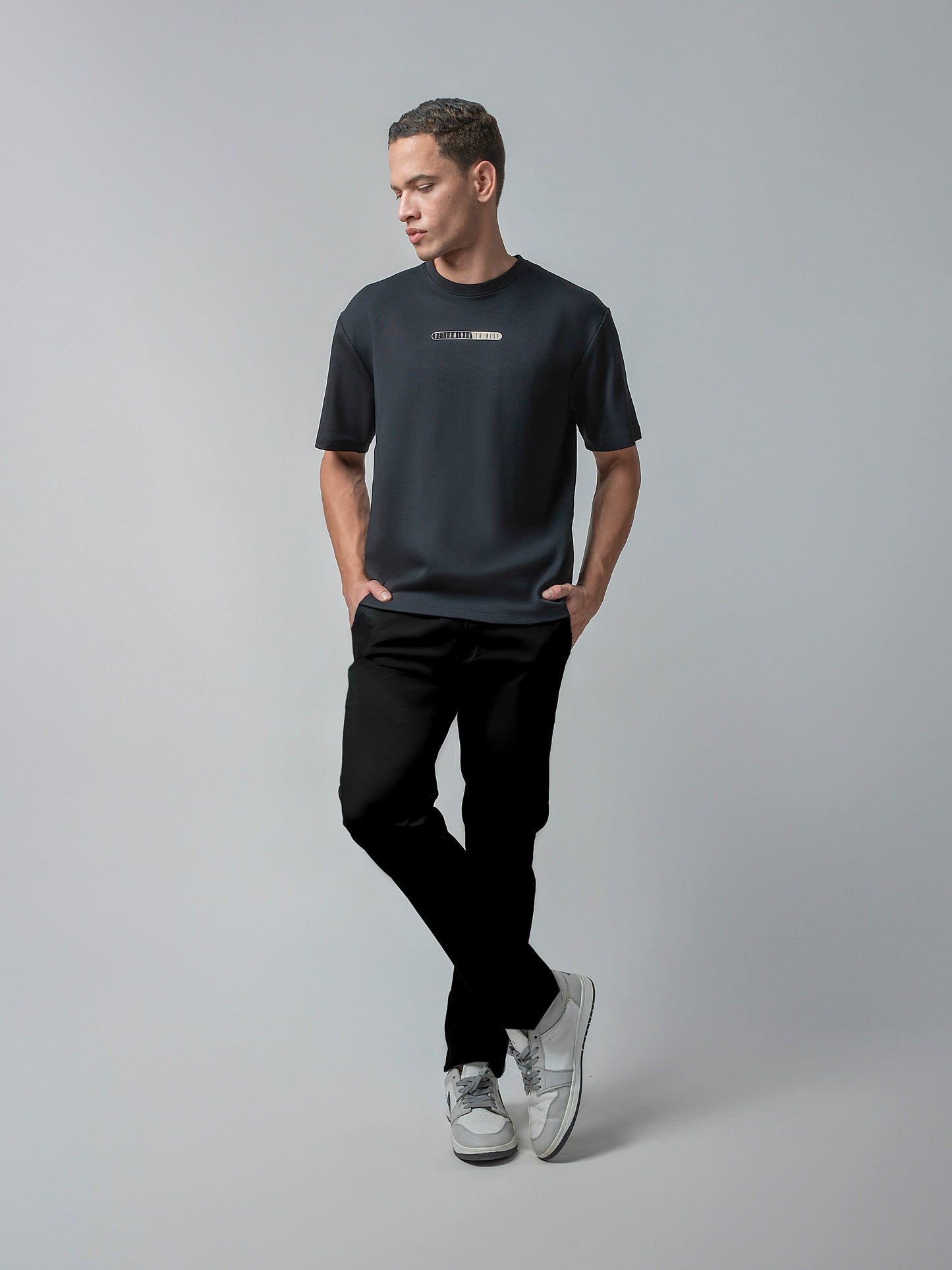 Over Sized Supima Cotton Lycra Mens Black T Shirt